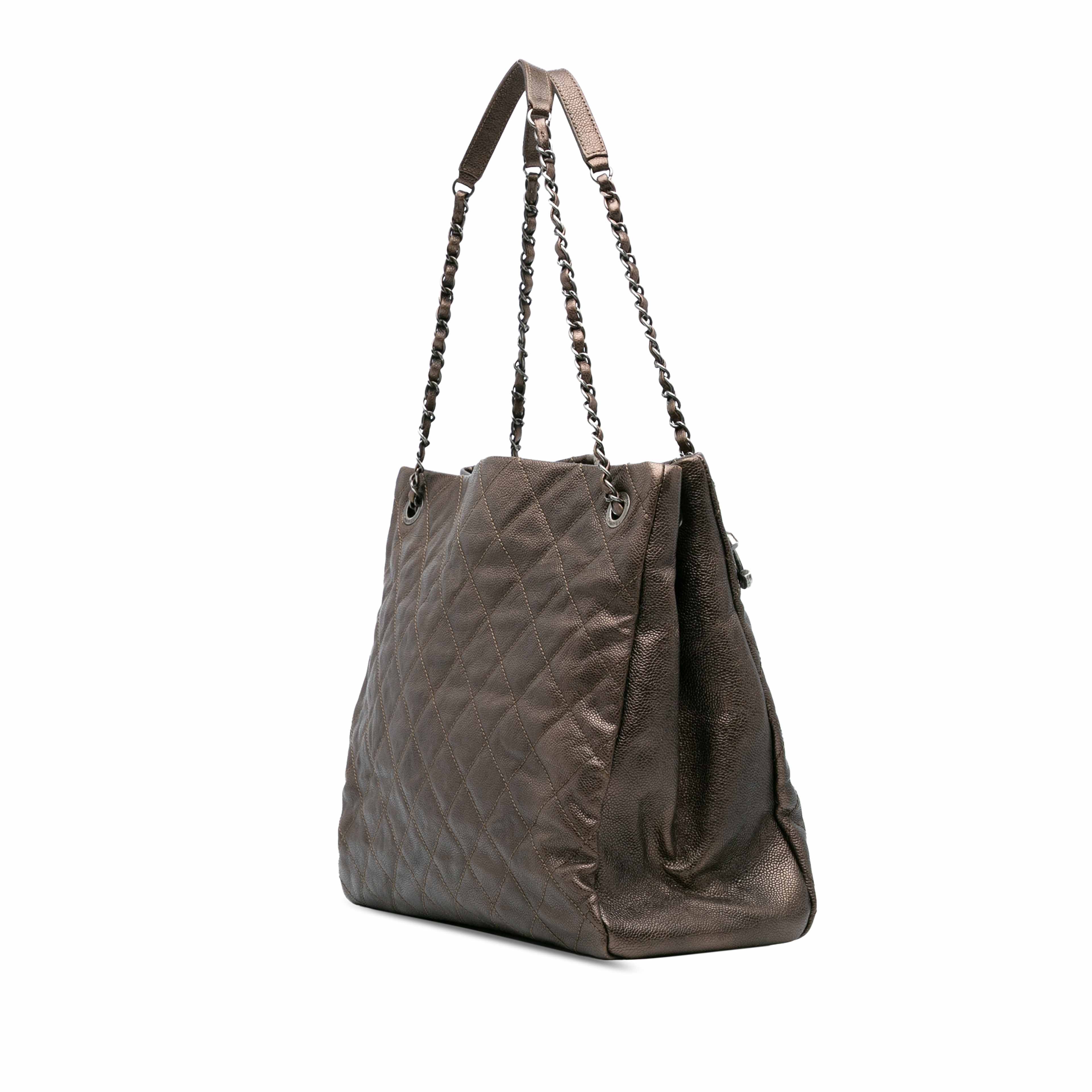 Chanel Large Quilted Iridescent Caviar Chic Tall Shopping Tote