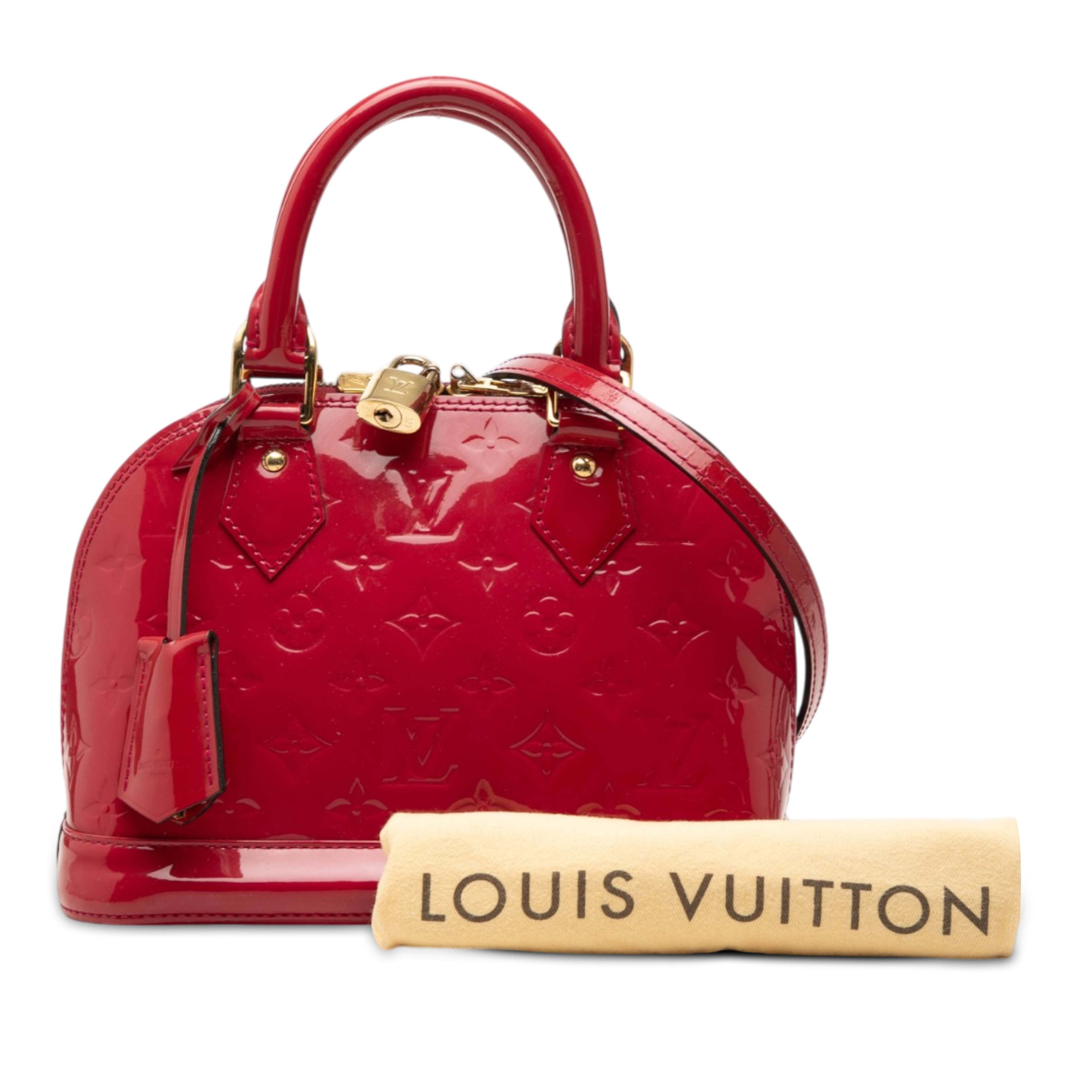 Louis Vuitton Monogram Vernis Alma Bb, från Luxclusif, i färgen röd. Klicka för att öppna bilden i stort format