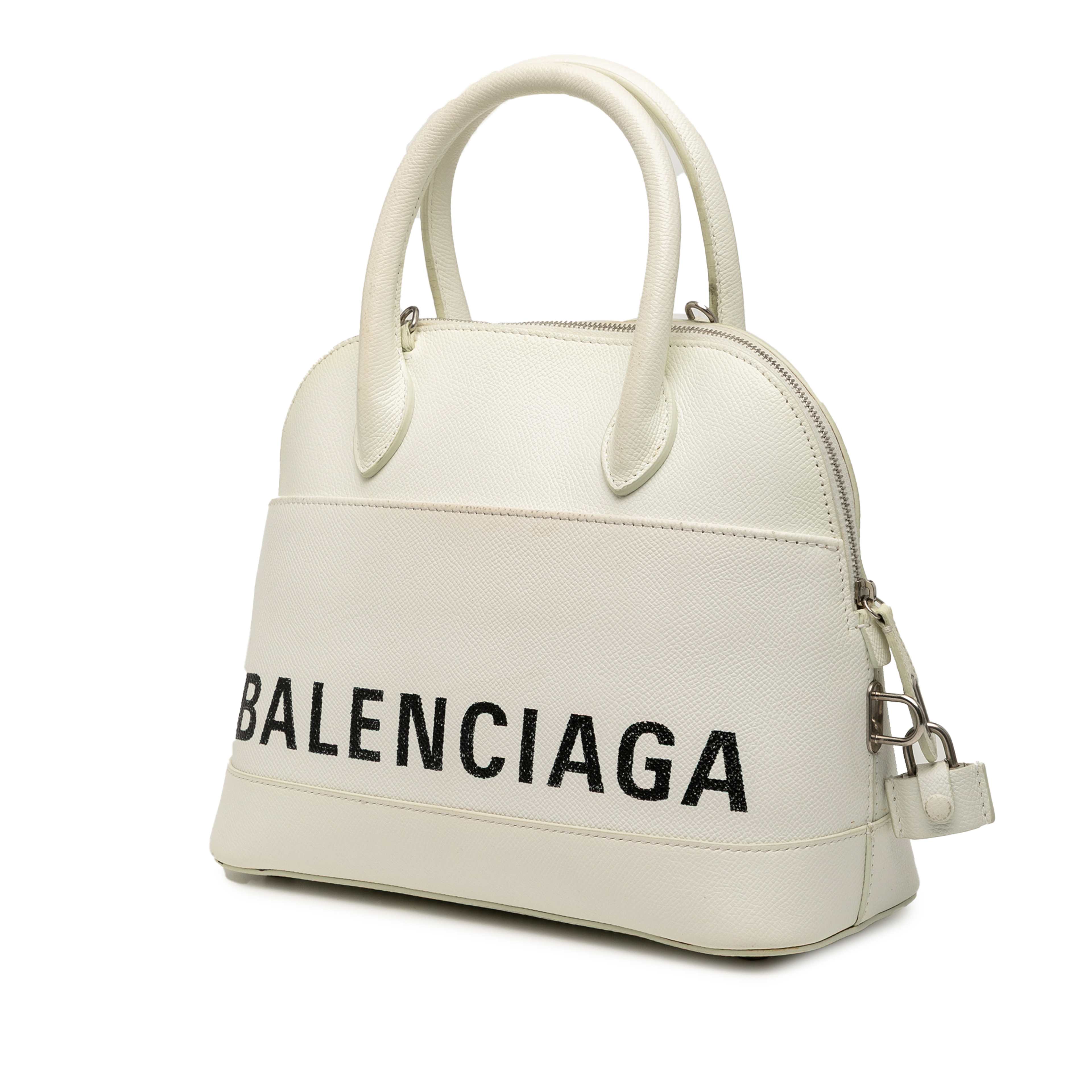 Balenciaga S Grained Calfskin Ville Top Handle Bag, från Luxclusif, i färgen white. Klicka för att öppna bilden i stort format