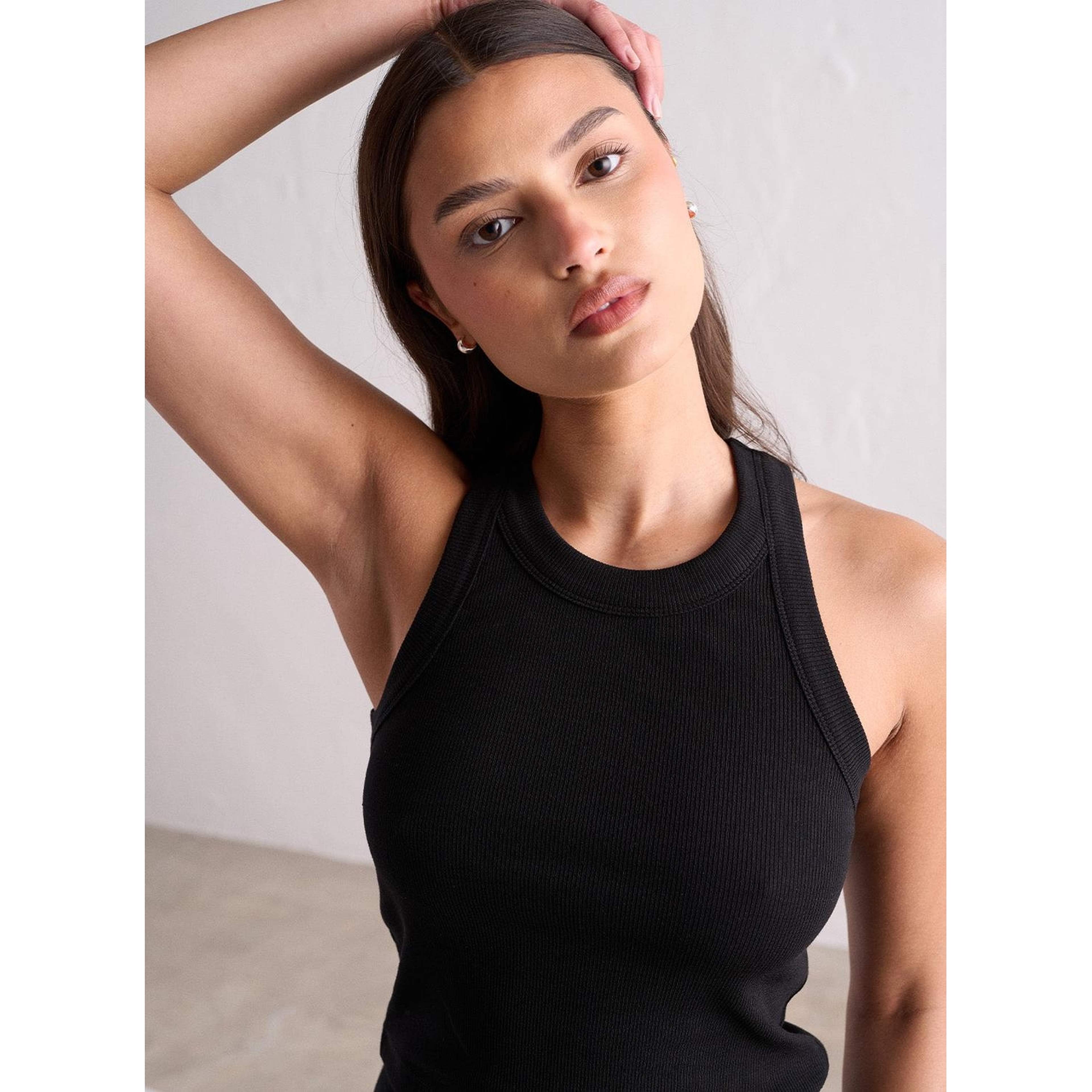 Black Ease Ribbed Tank Top
