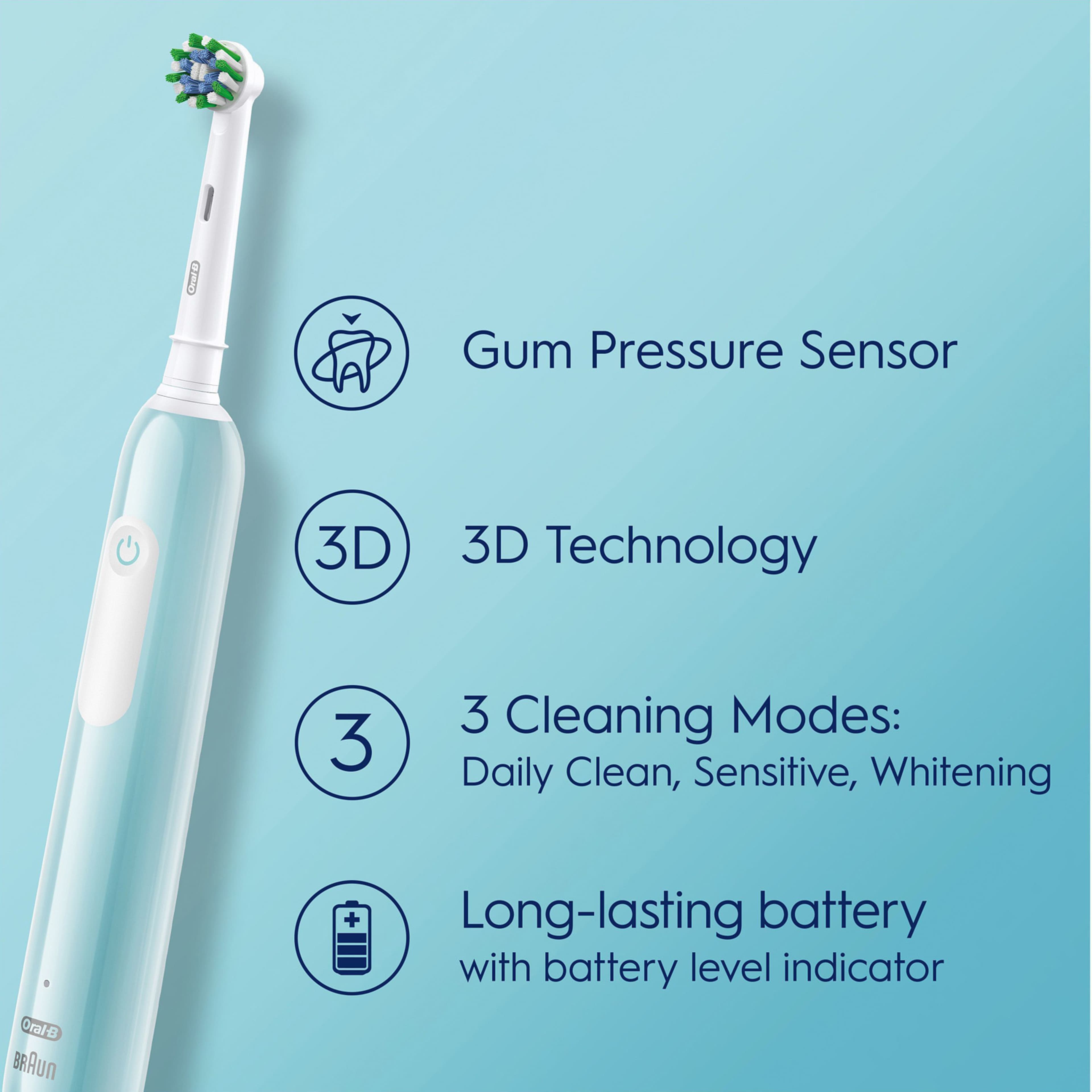 Eltandborste Pro1 Duo Black / Turquoise, från Oral-B, i färgen turkos. Klicka för att öppna bilden i stort format