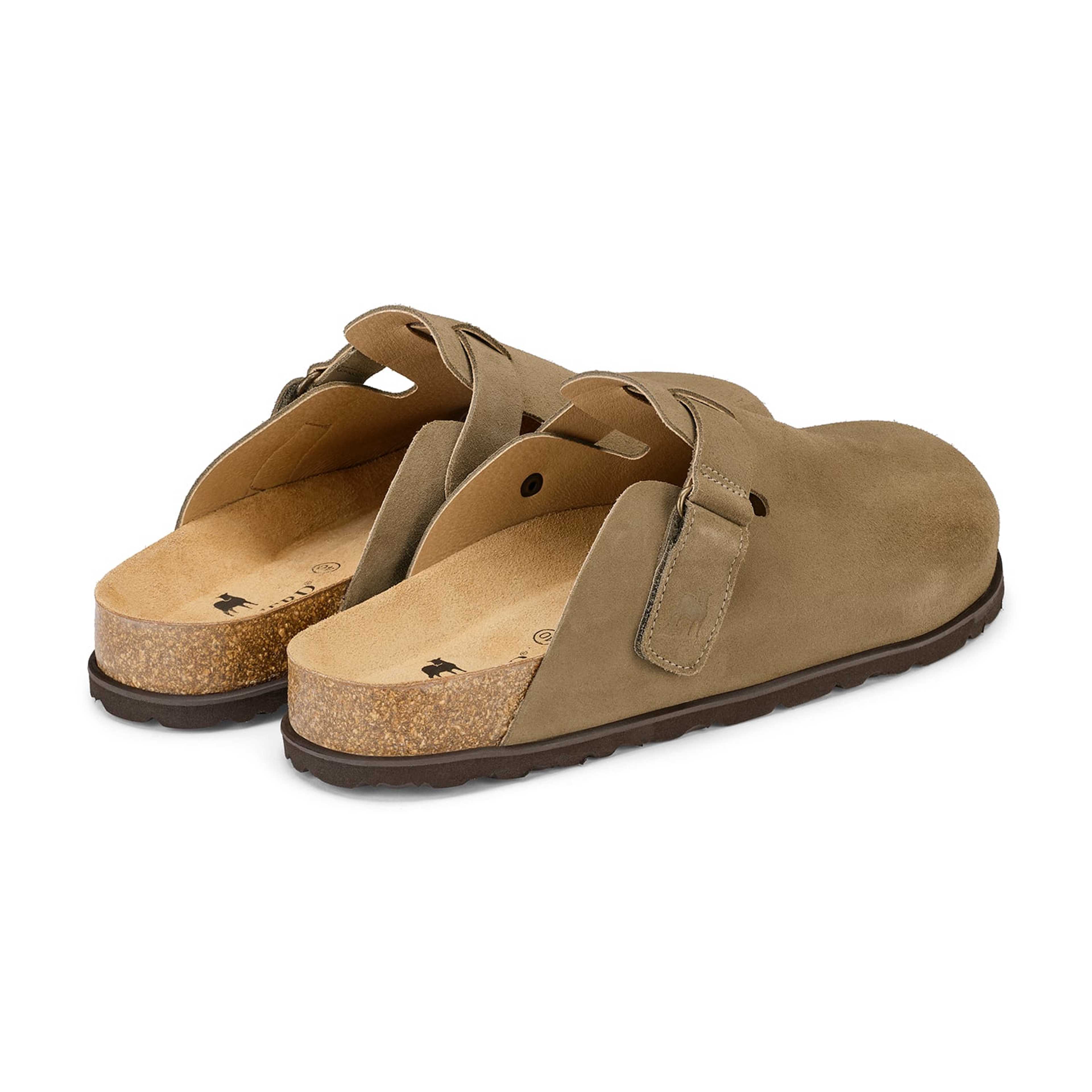 Roma Tofflor, från Shepherd, i färgen taupe mocka. Klicka för att öppna bilden i stort format