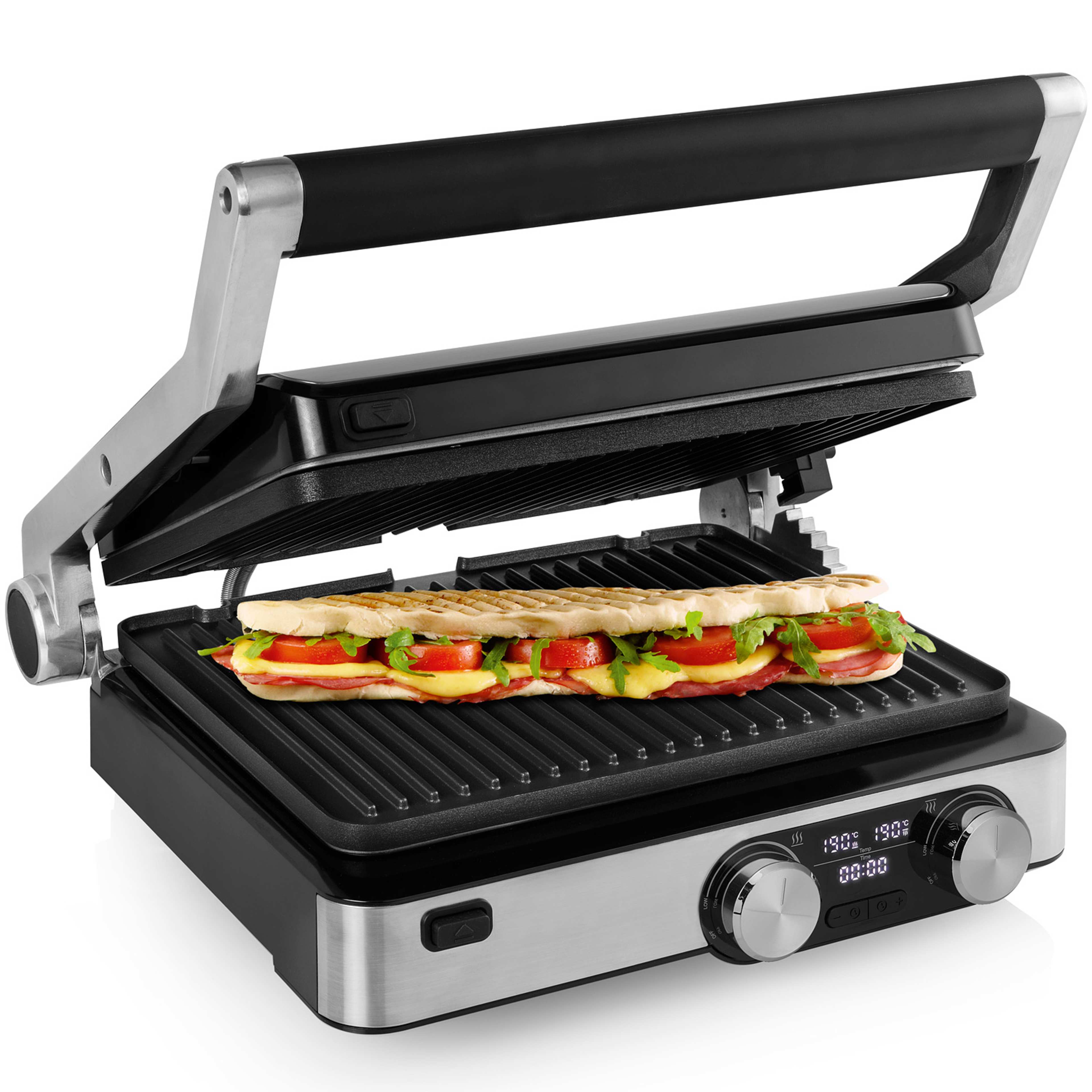 Elgrill Digital Grill Master Pro  2000w, från Princess, i färgen silver. Klicka för att öppna bilden i stort format