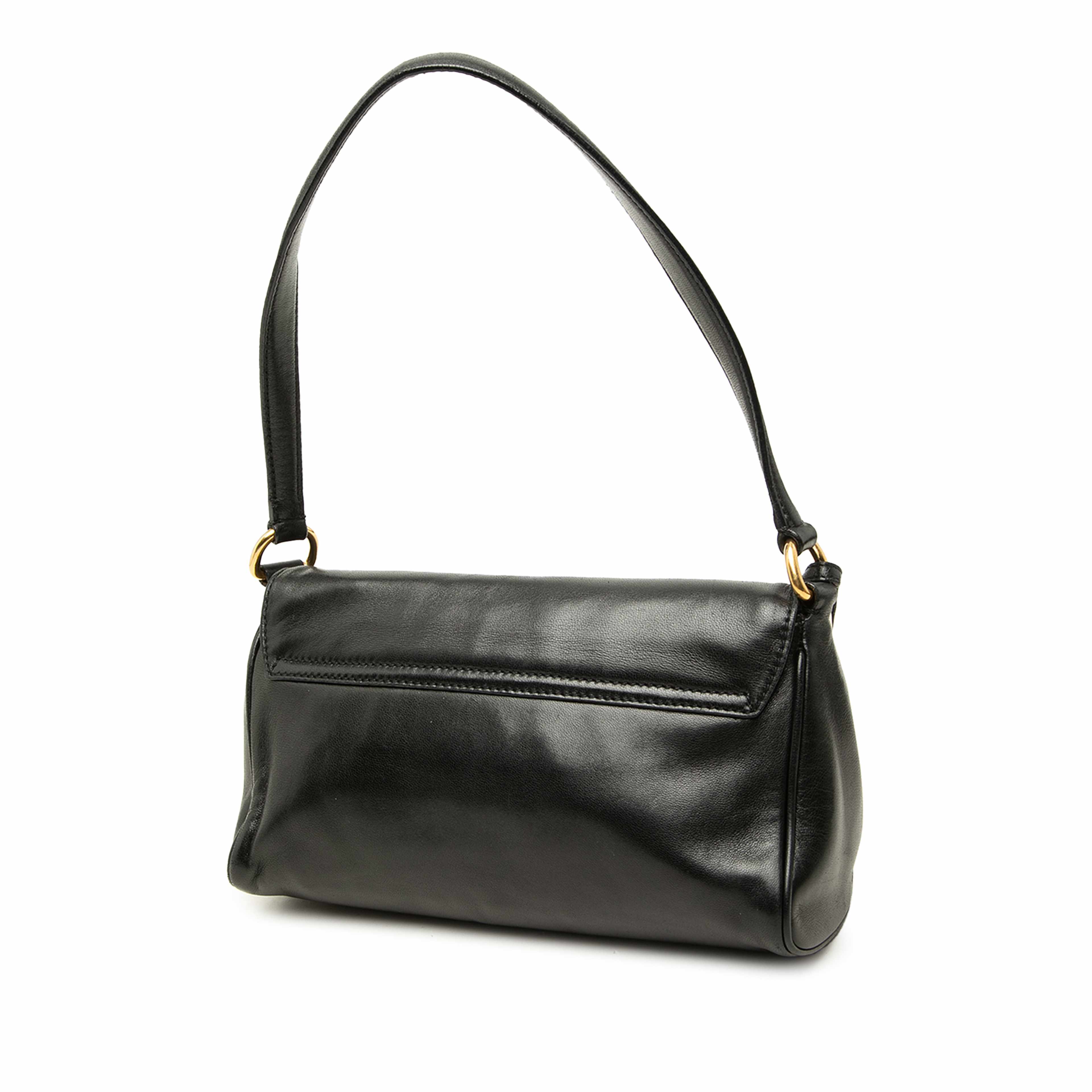 Prada City Calf Sound Lock Shoulder Bag, från Luxclusif, i färgen svart. Klicka för att öppna bilden i stort format