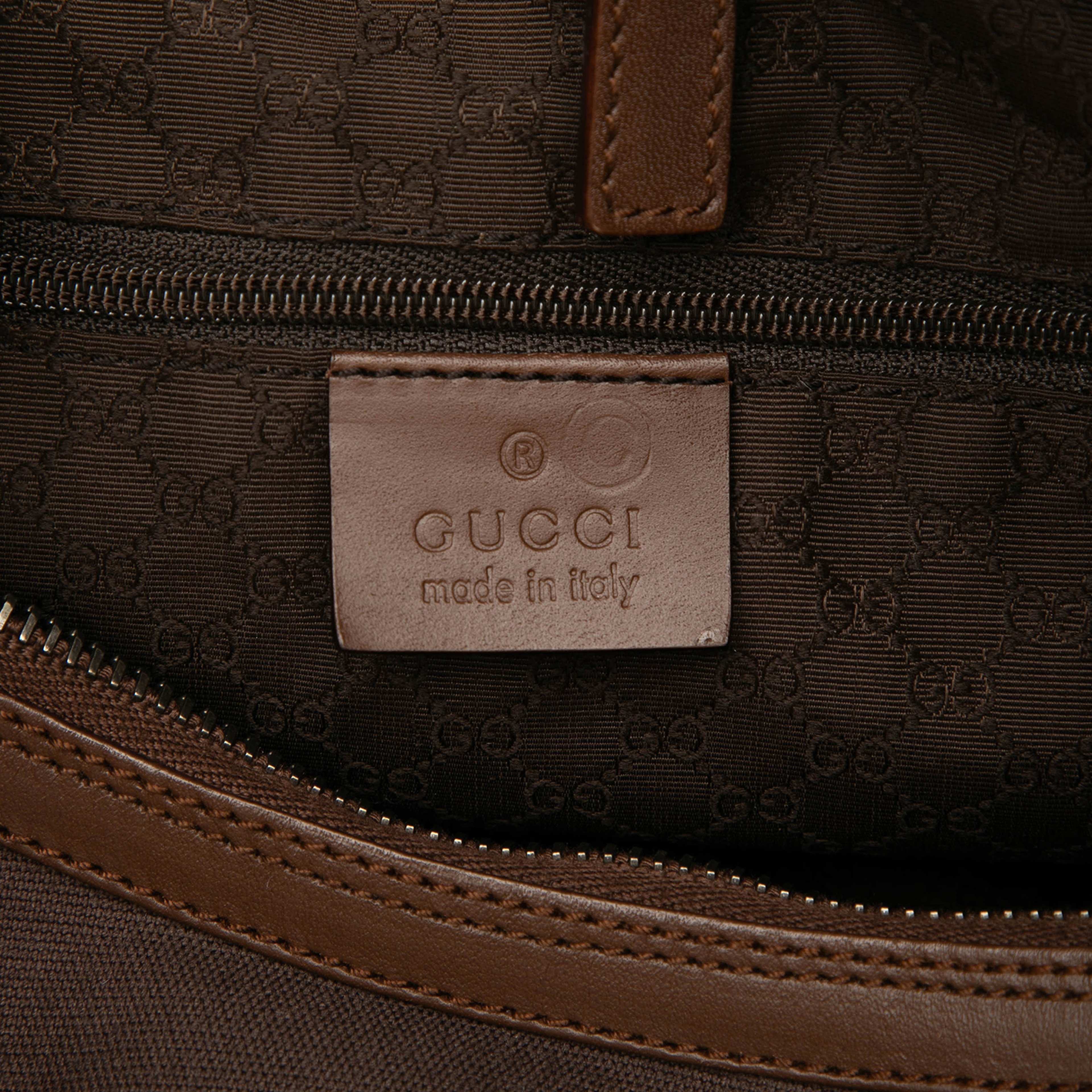 Gucci Canvas Web Shoulder Bag, från Luxclusif, i färgen dark brown. Klicka för att öppna bilden i stort format