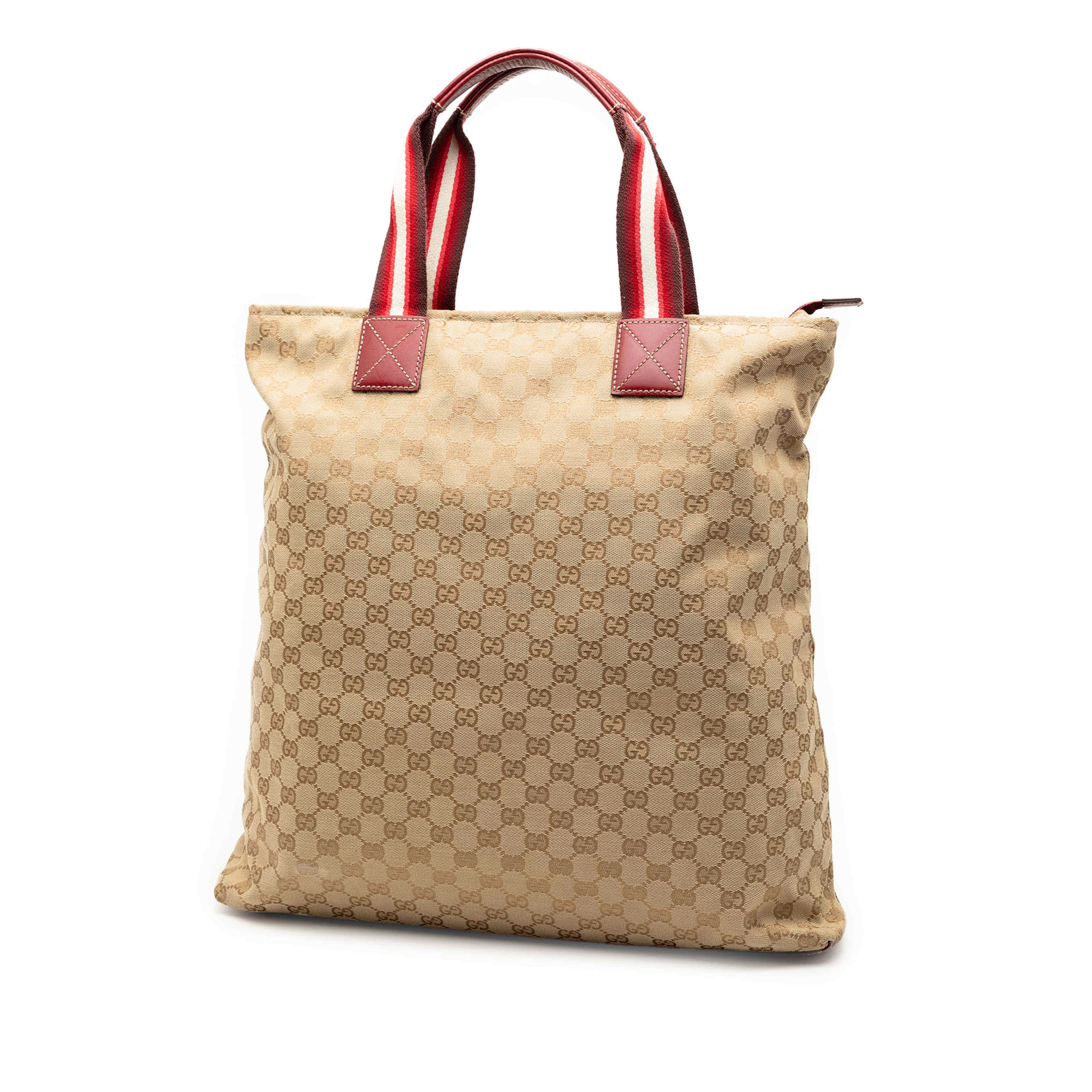 Gucci Gg Canvas Web Tote, från Luxclusif, i färgen beige. Klicka för att öppna bilden i stort format