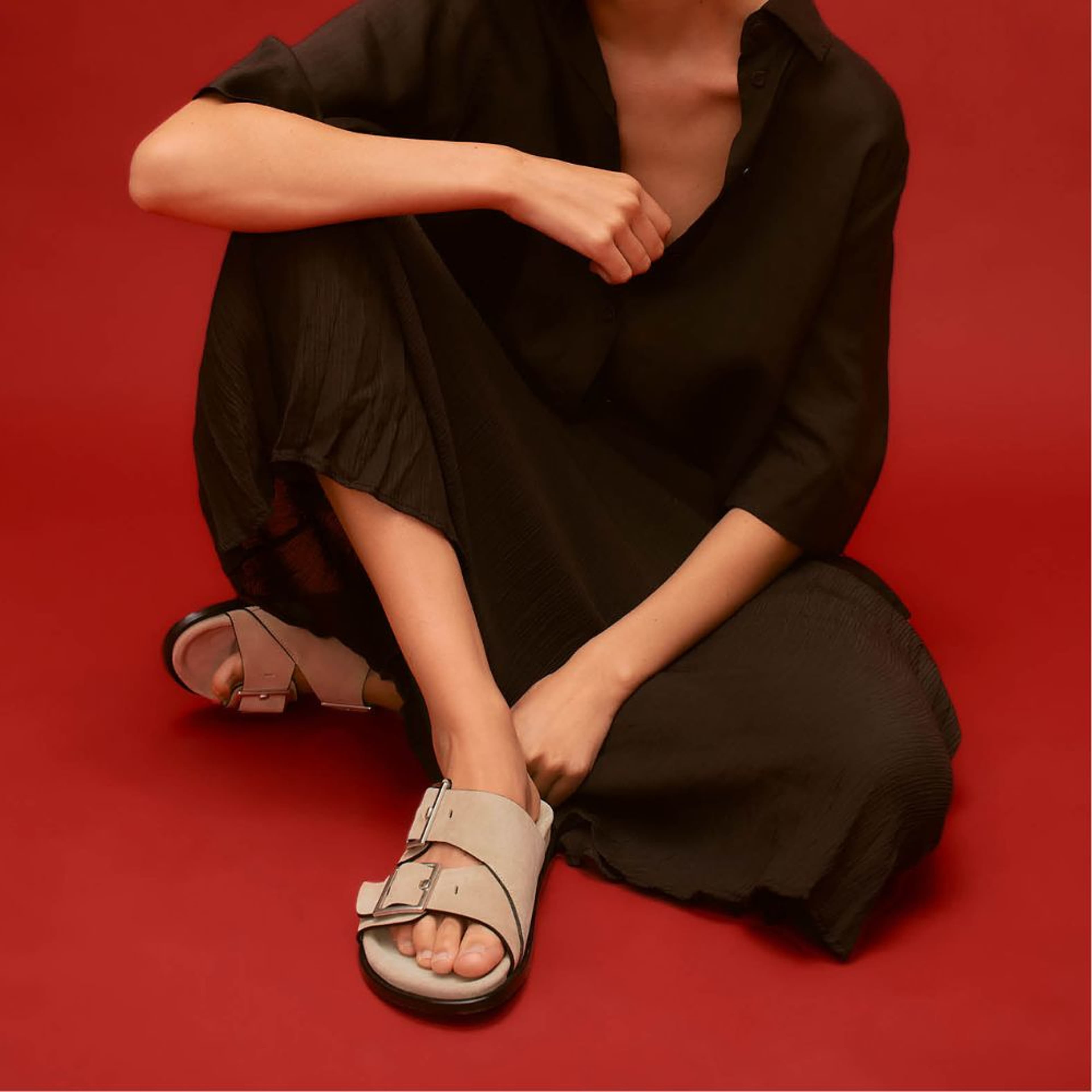 Alba Suede Beige Leather Sandals