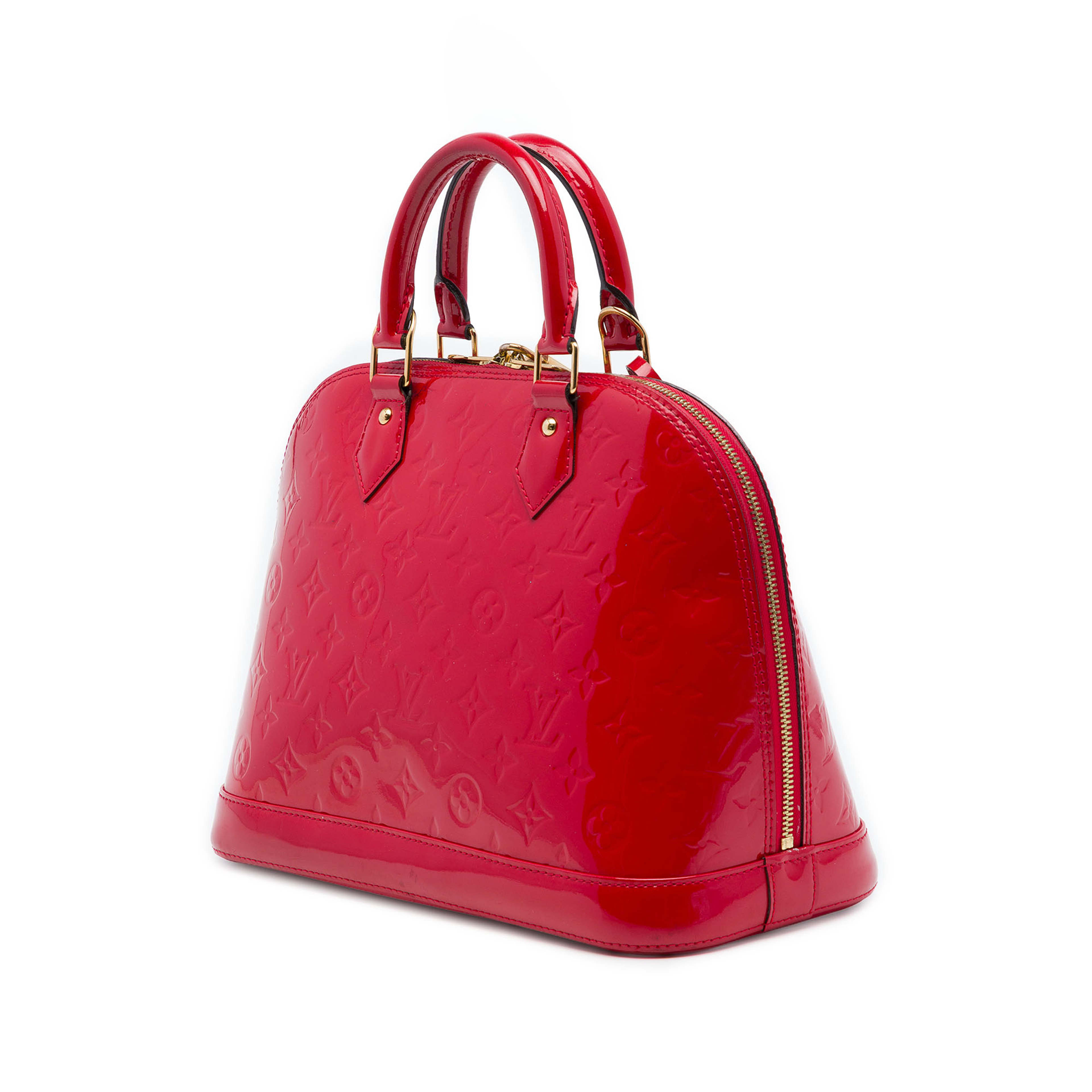 Louis Vuitton Monogram Vernis Alma Pm, från Luxclusif, i färgen röd. Klicka för att öppna bilden i stort format