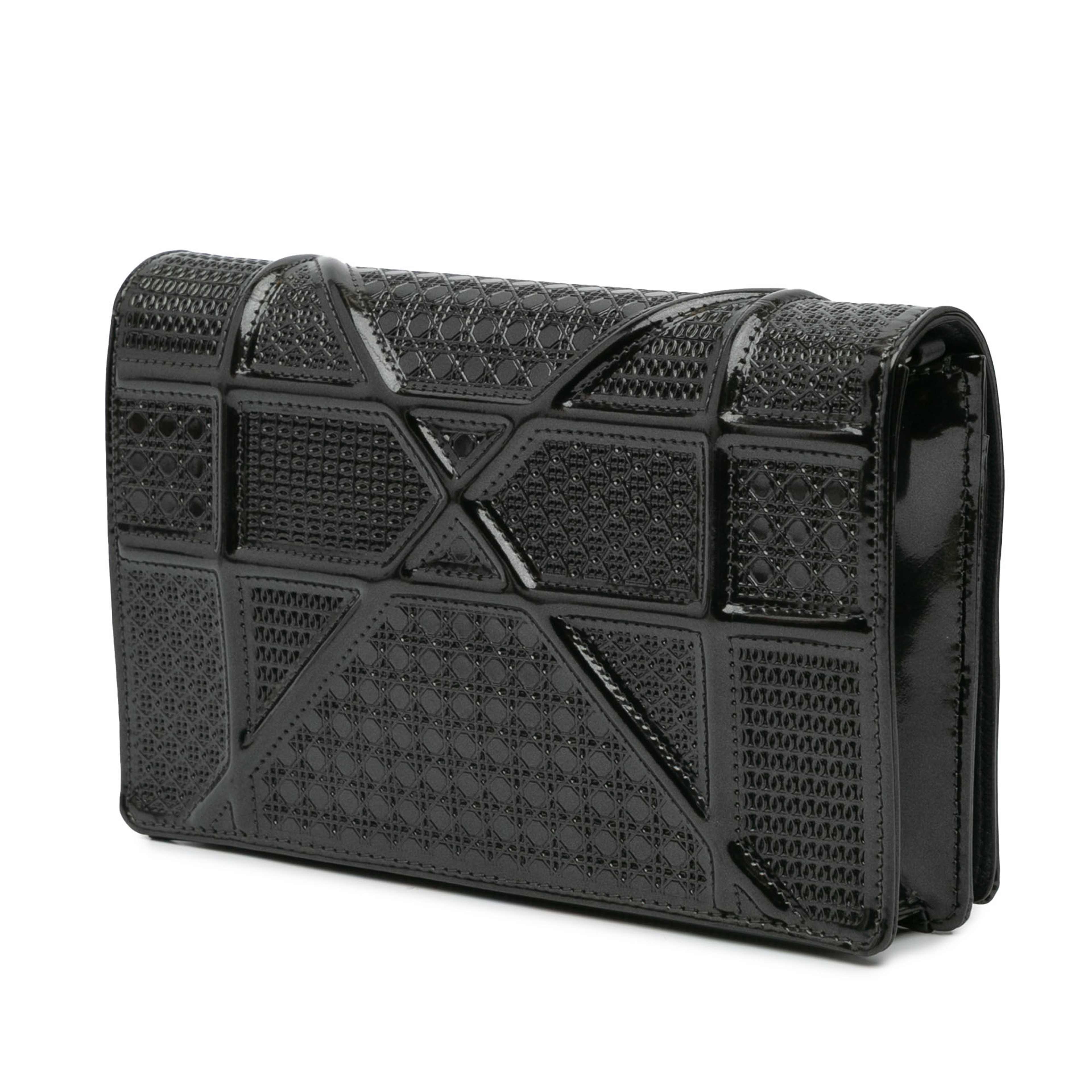 Dior Metallic Patent Microcannage Diorama Wallet On Chain