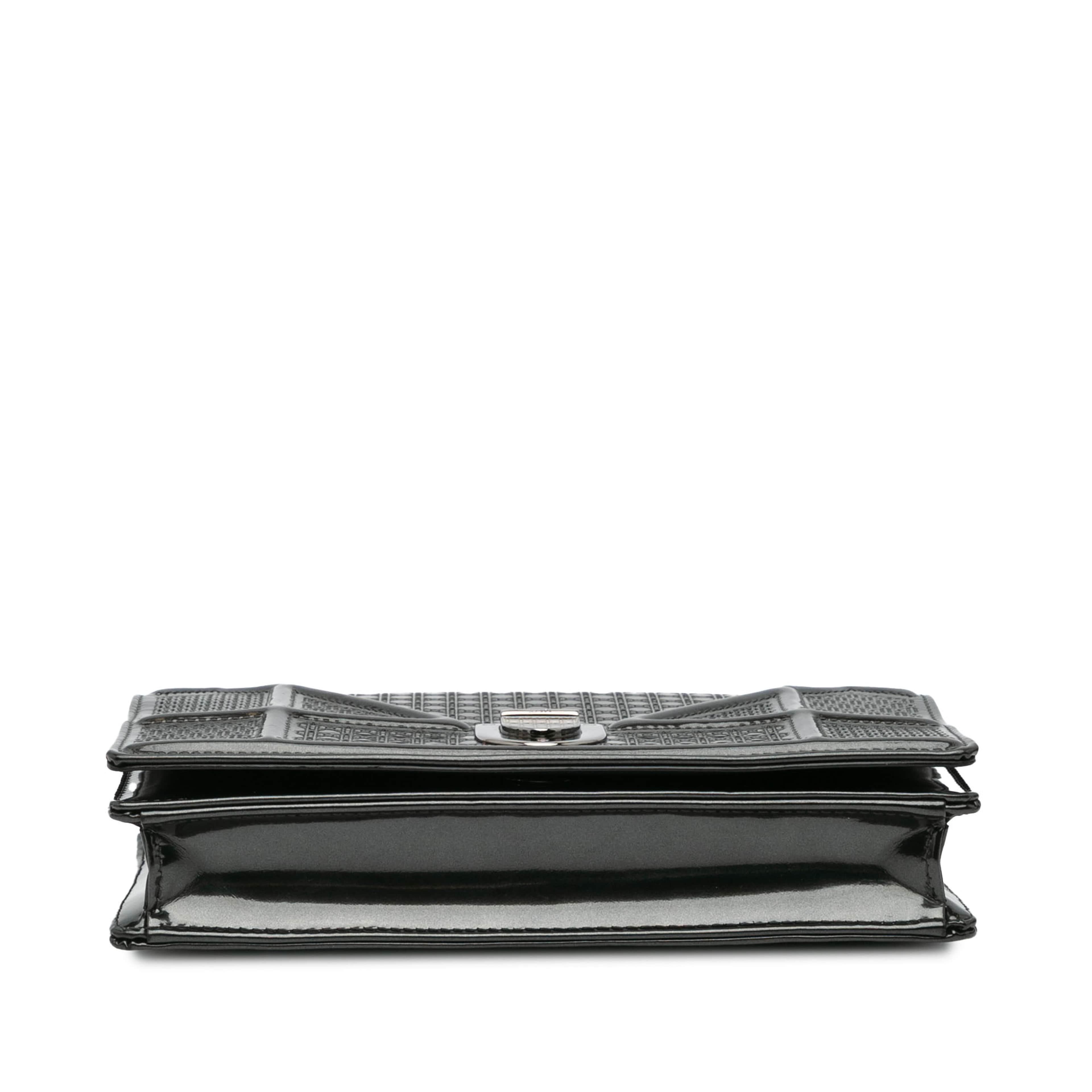 Dior Metallic Patent Microcannage Diorama Wallet On Chain