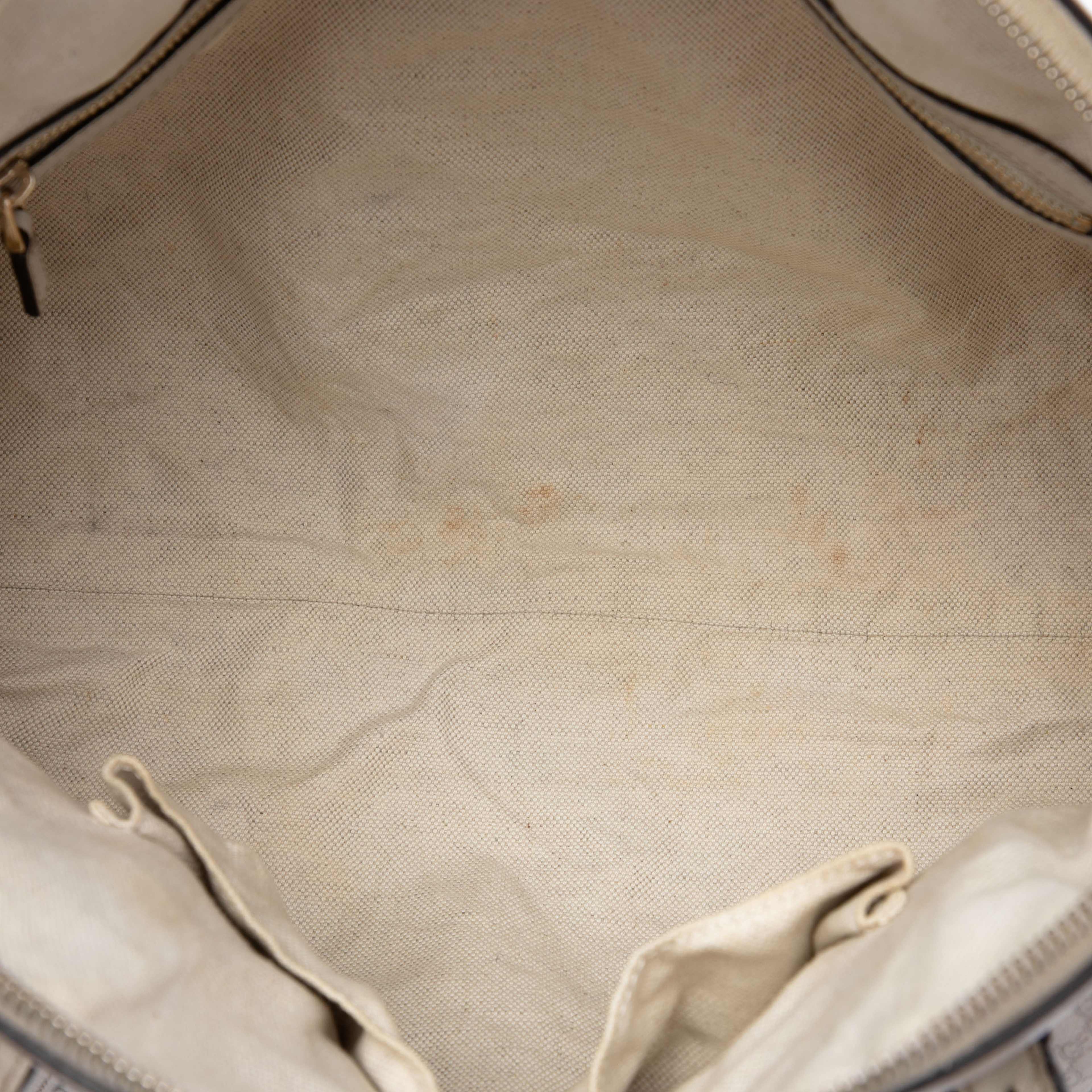 Gucci Large Microguccissima Nice Dome Satchel, från Luxclusif, i färgen vit. Klicka för att öppna bilden i stort format
