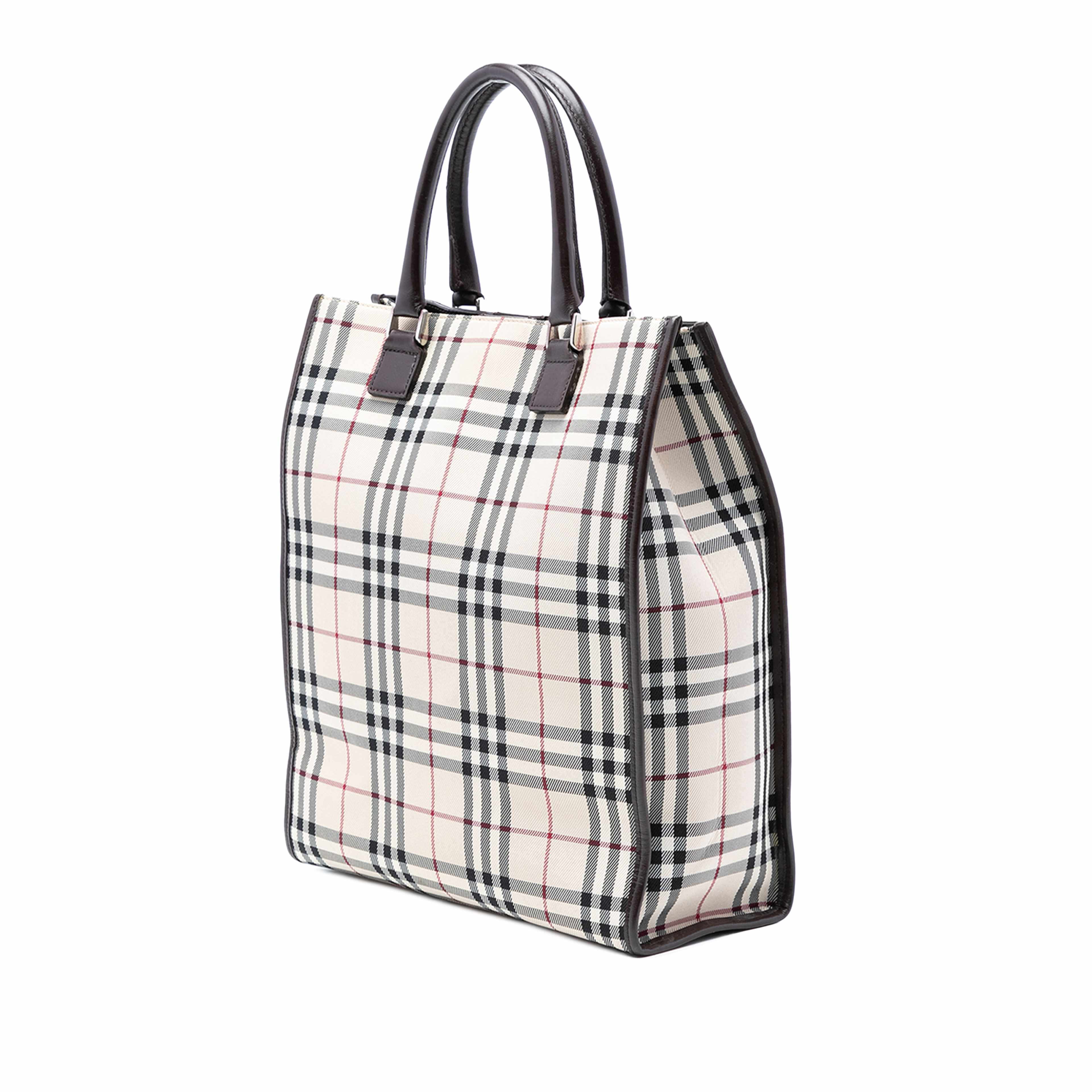 Burberry House Check Canvas Tote, från Luxclusif, i färgen beige. Klicka för att öppna bilden i stort format