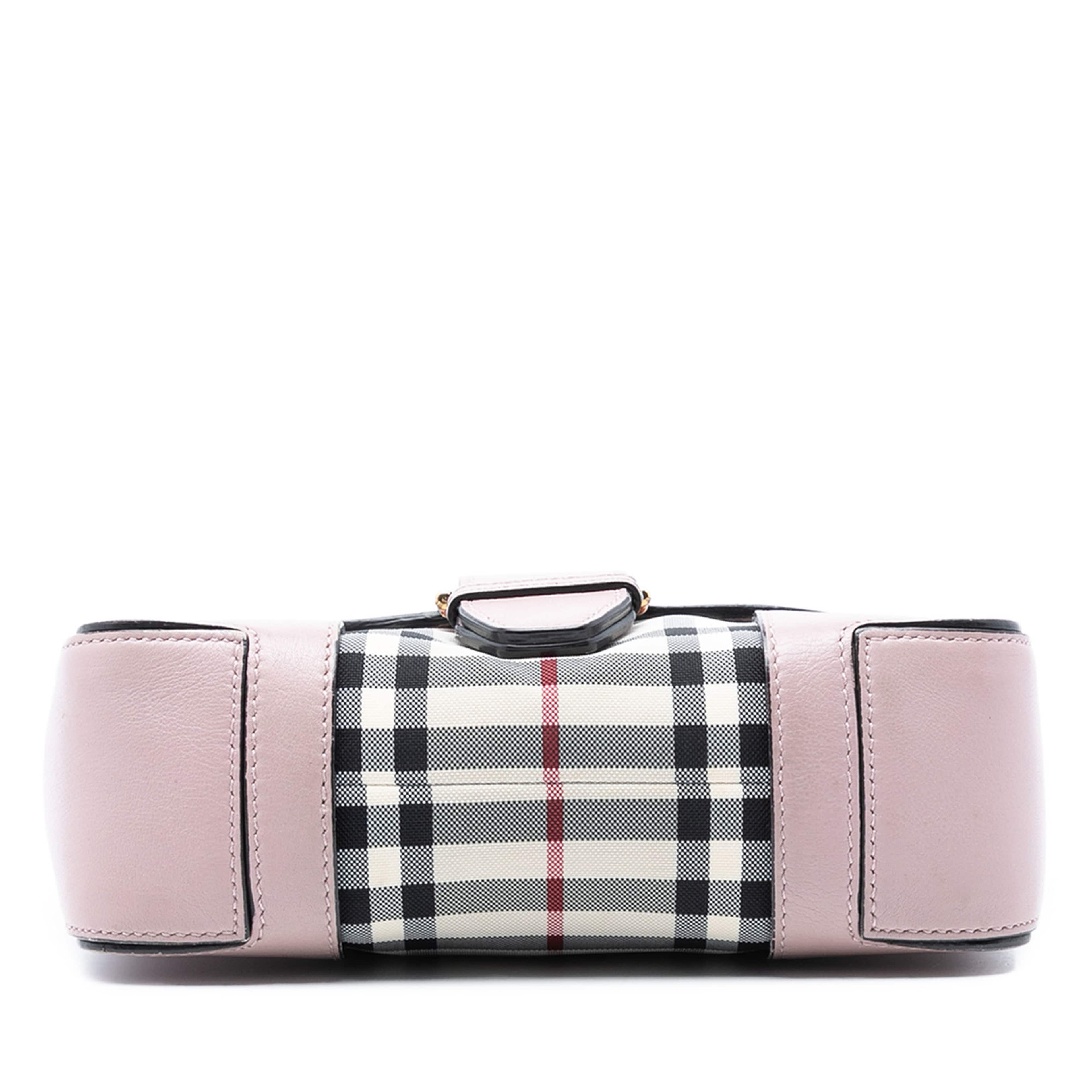 Burberry Small Haymarket Check Trimmed Leather Dickens Crossbody, från Luxclusif, i färgen pink. Klicka för att öppna bilden i stort format
