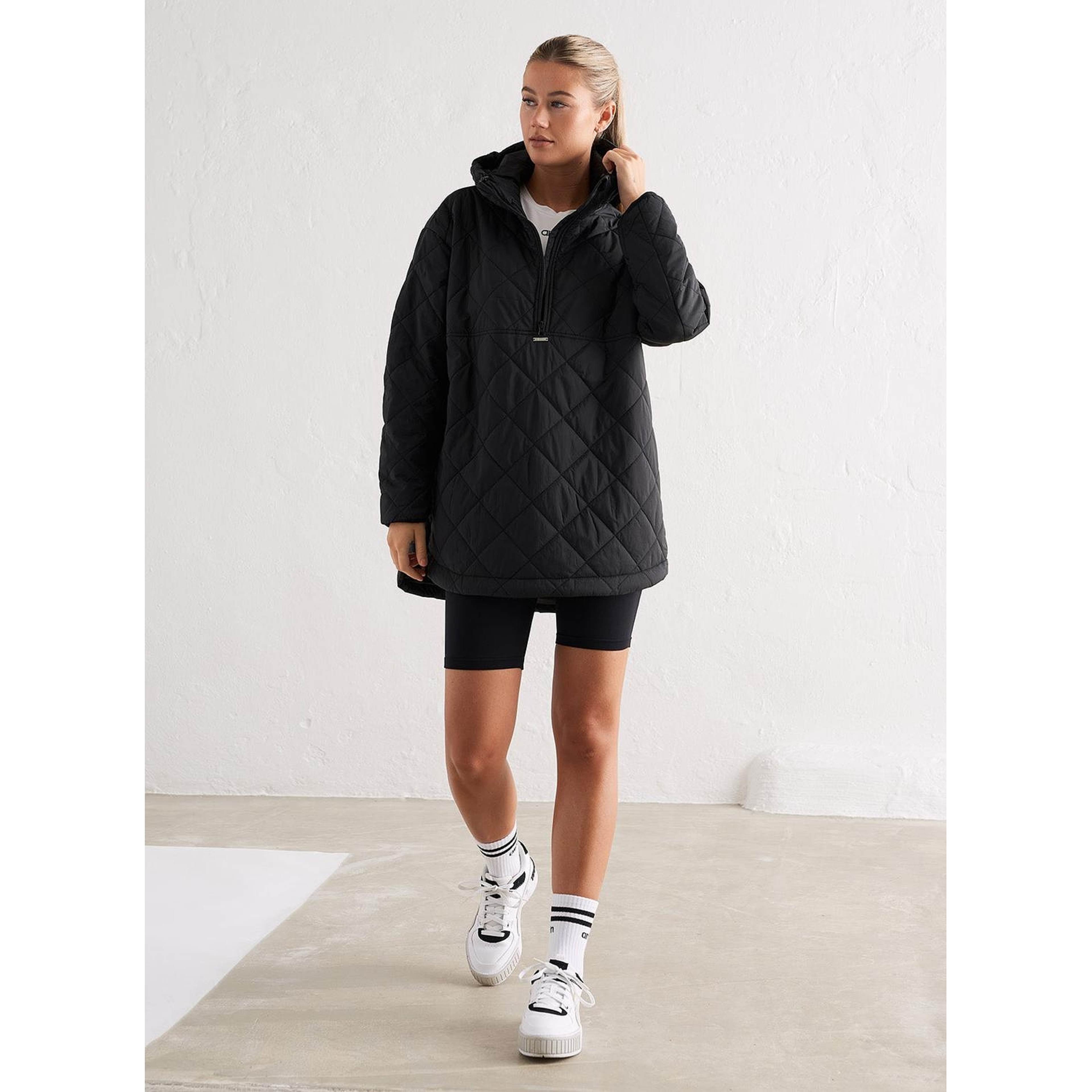 Black Oversized Quilted Anorak