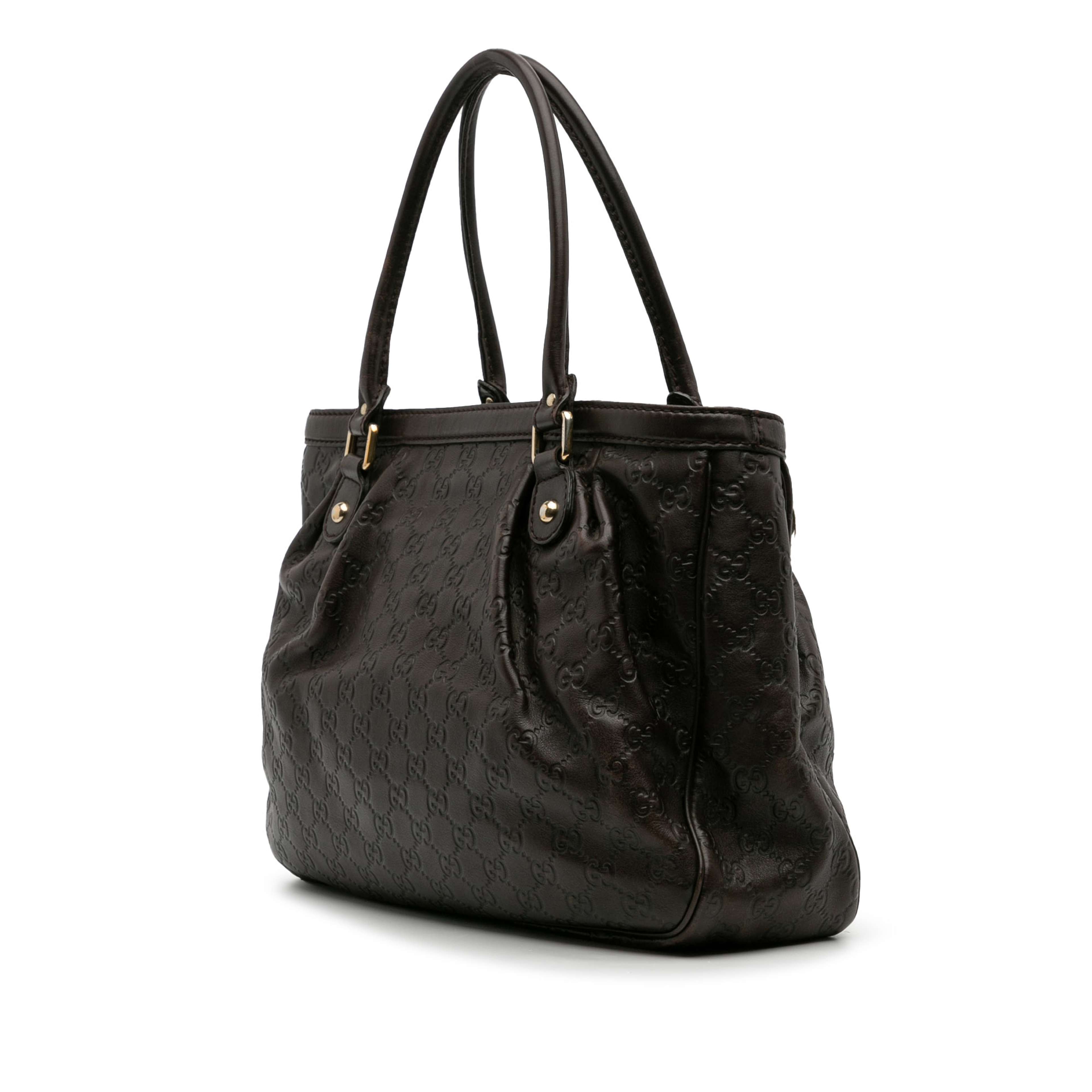 Gucci Guccissima Sukey Tote, från Luxclusif, i färgen dark brown.