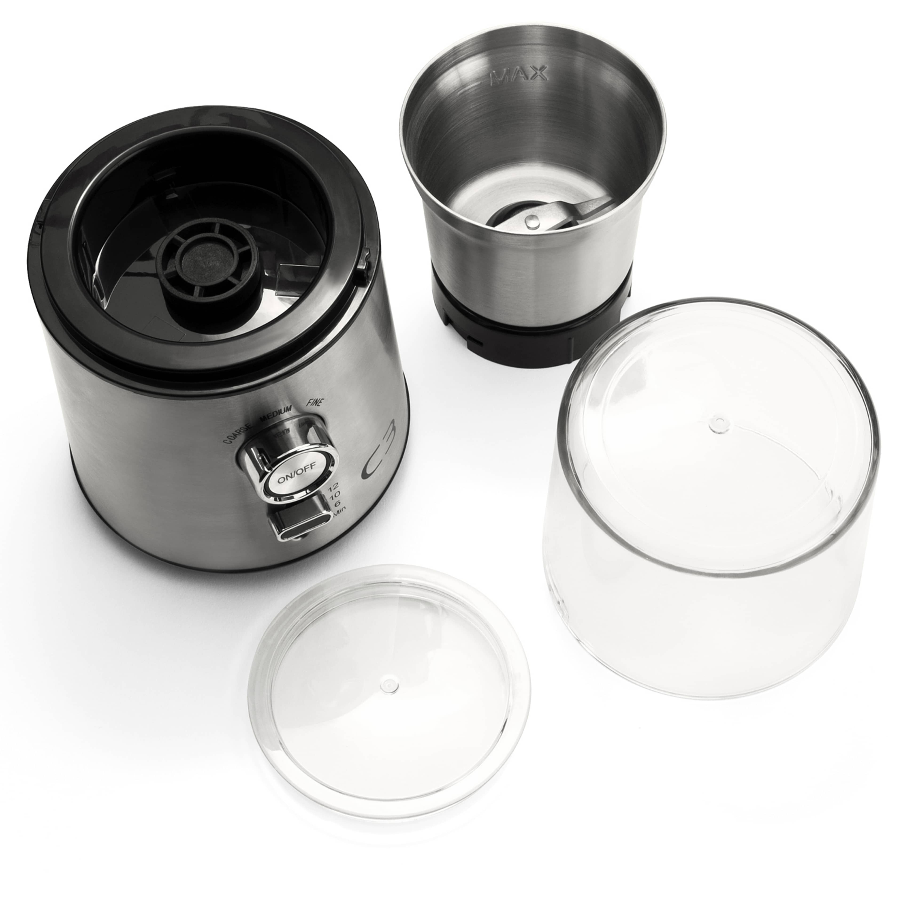 Kaffekvarn Design 85g 200w Cg700, från C3, i färgen borstad stål. Klicka för att öppna bilden i stort format