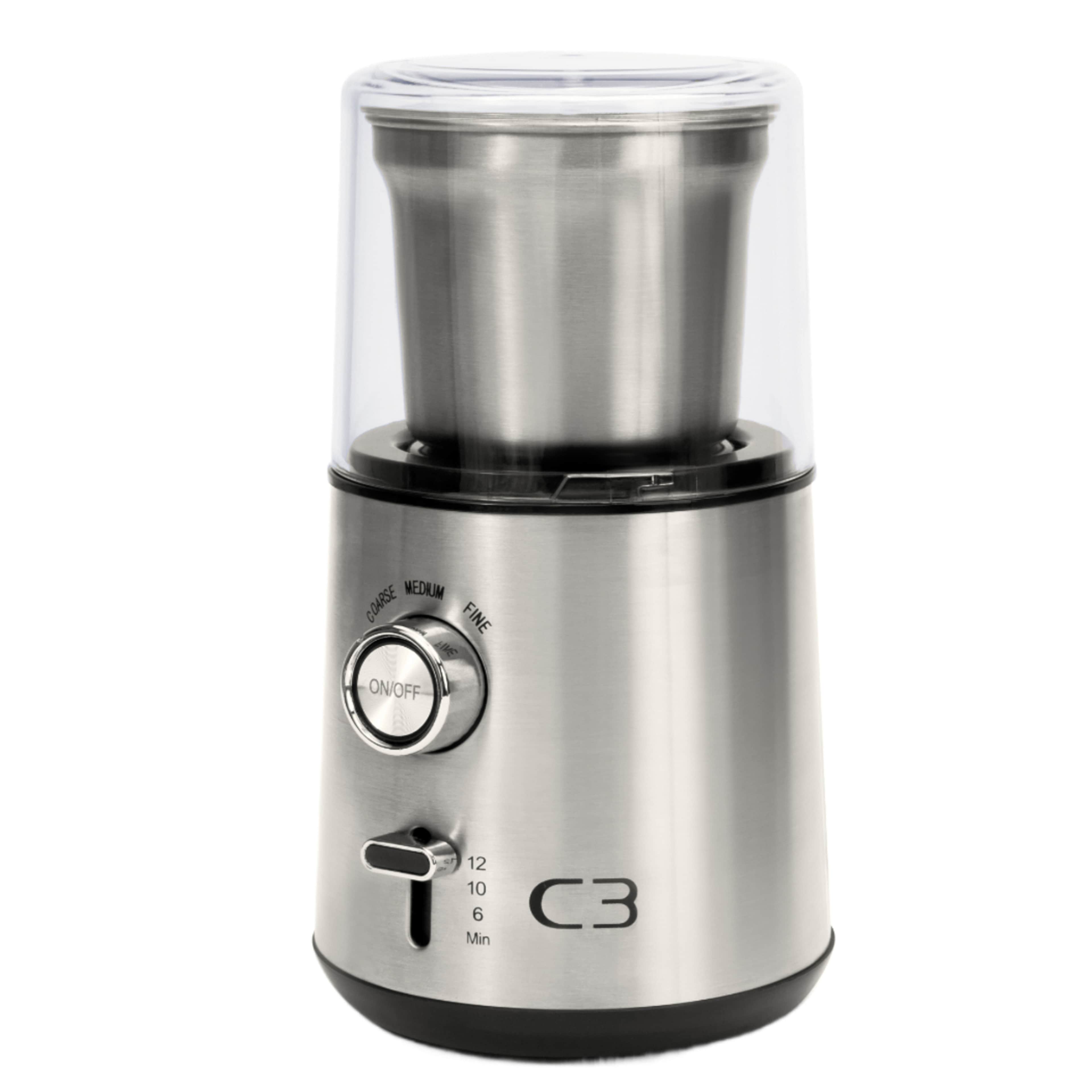 Kaffekvarn Design 85g 200w Cg700, från C3, i färgen borstad stål. Klicka för att öppna bilden i stort format