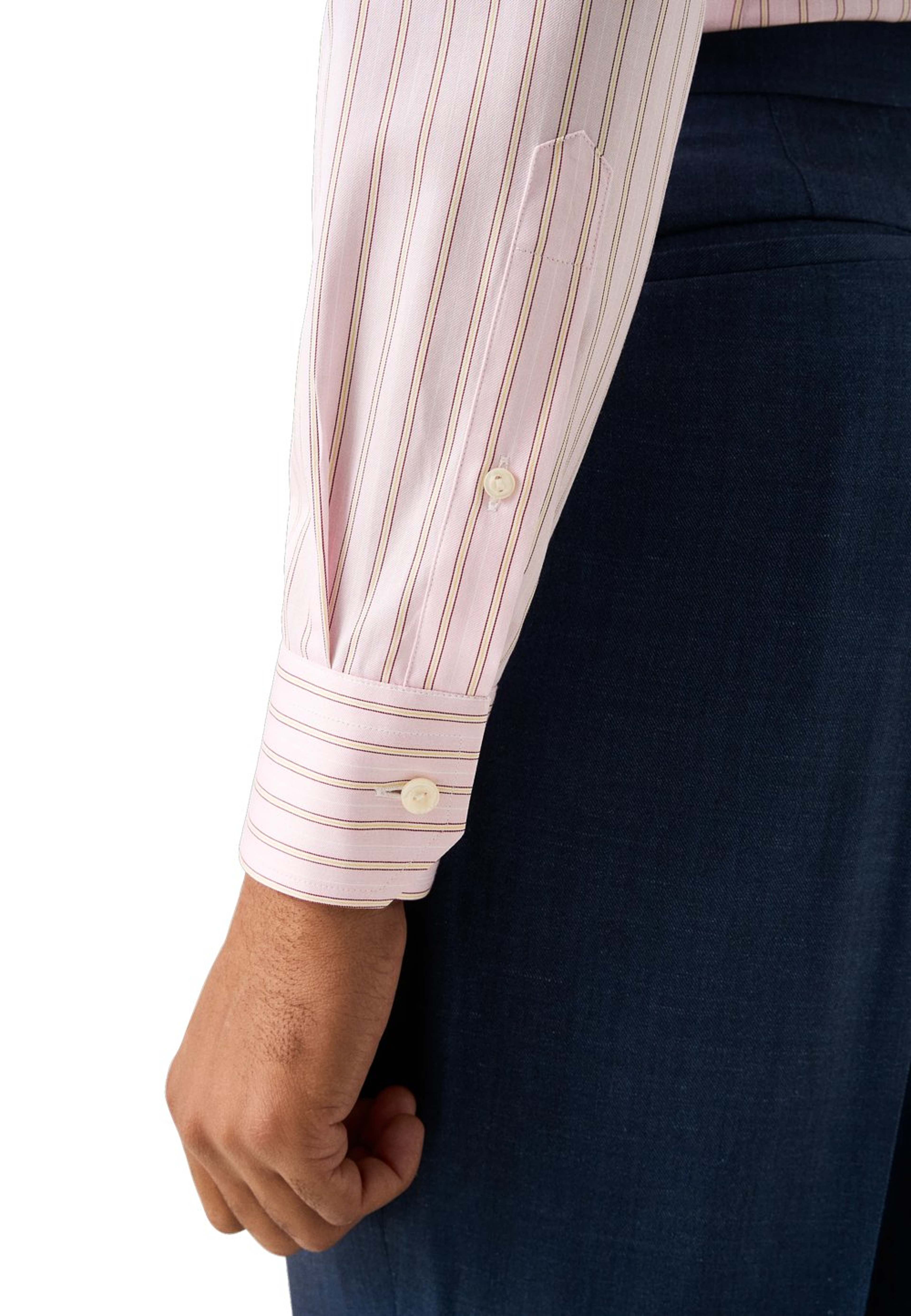 Randig Signature Twill-skjorta Med Vit Krage Slim Fit, från Eton, i färgen pink. Klicka för att öppna bilden i stort format