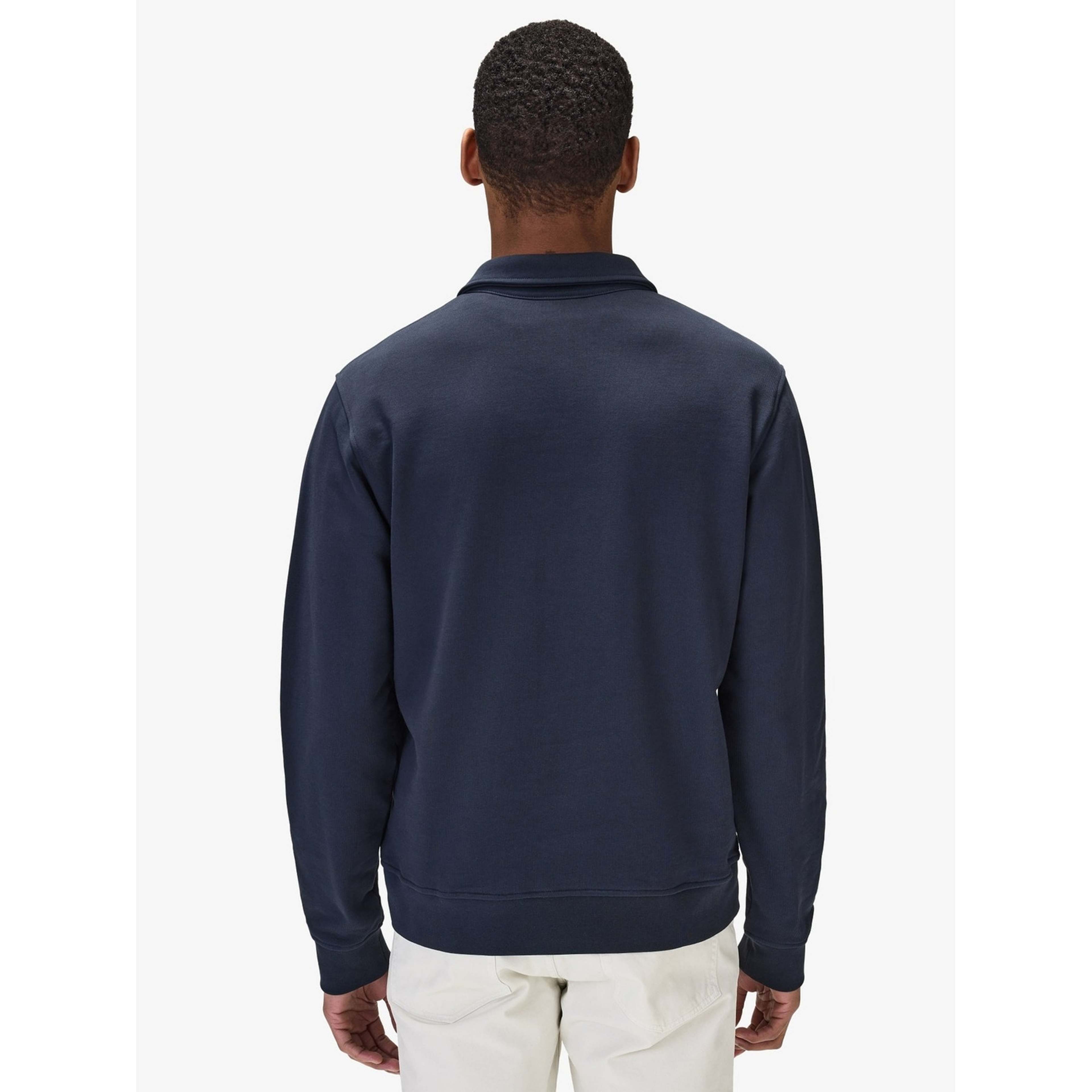 Cotton L/s Jersey Polo Collar Sweater W/ Zip