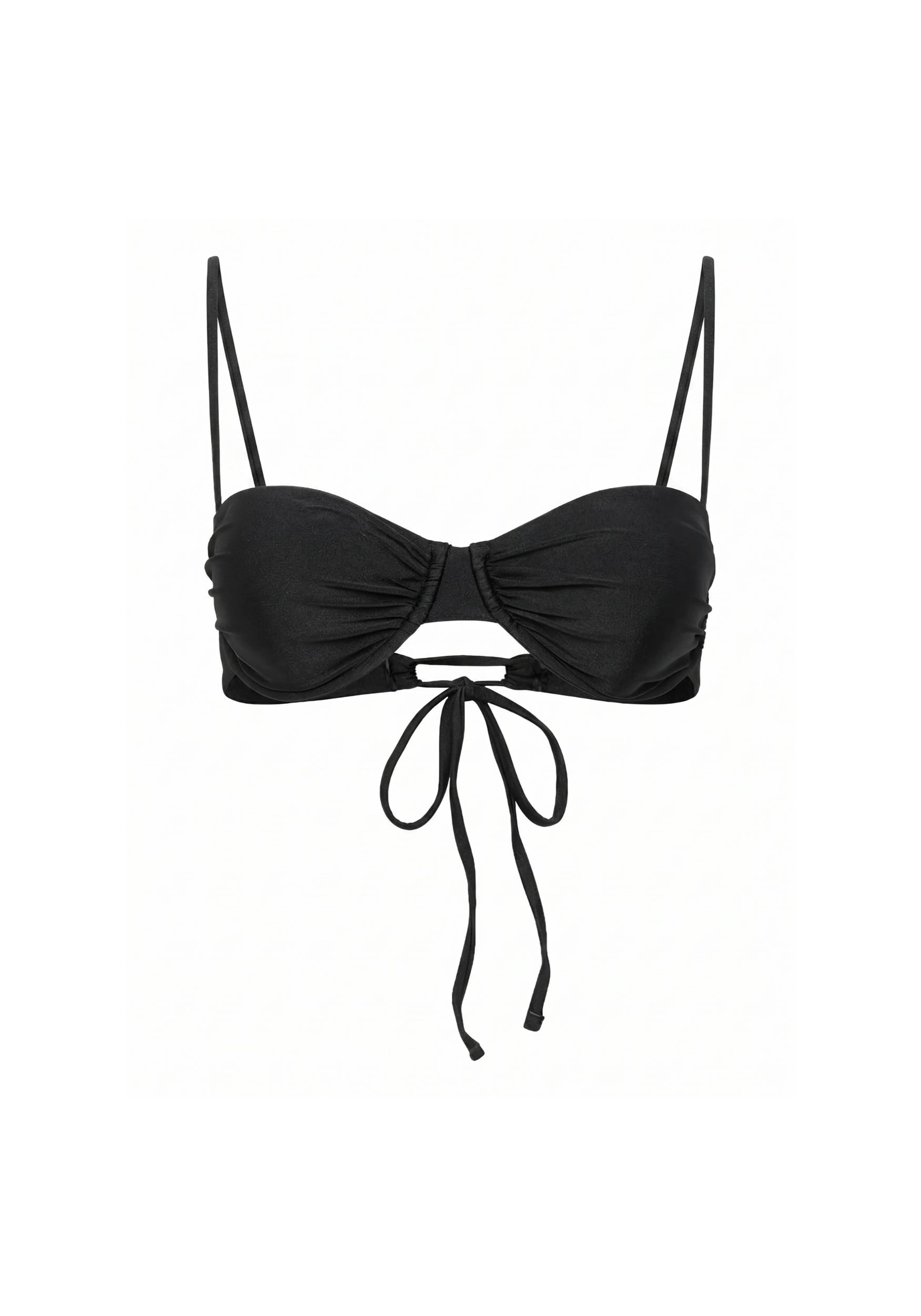 Swim Ruched Bikini Top, från Drop of Mindfulness, i färgen satin black stone. Klicka för att öppna bilden i stort format