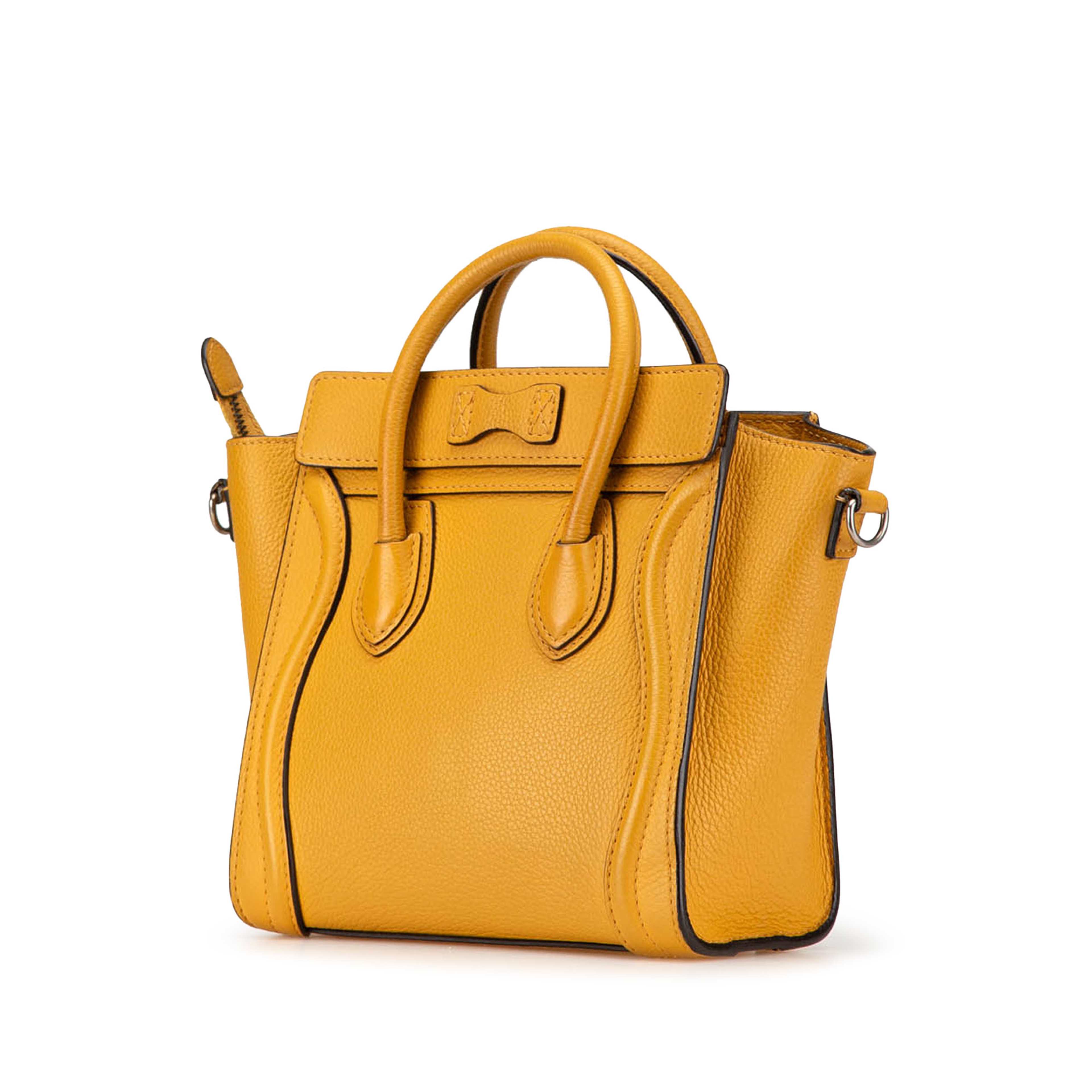 Celine Nano Leather Luggage Tote, från Luxclusif, i färgen gul. Klicka för att öppna bilden i stort format