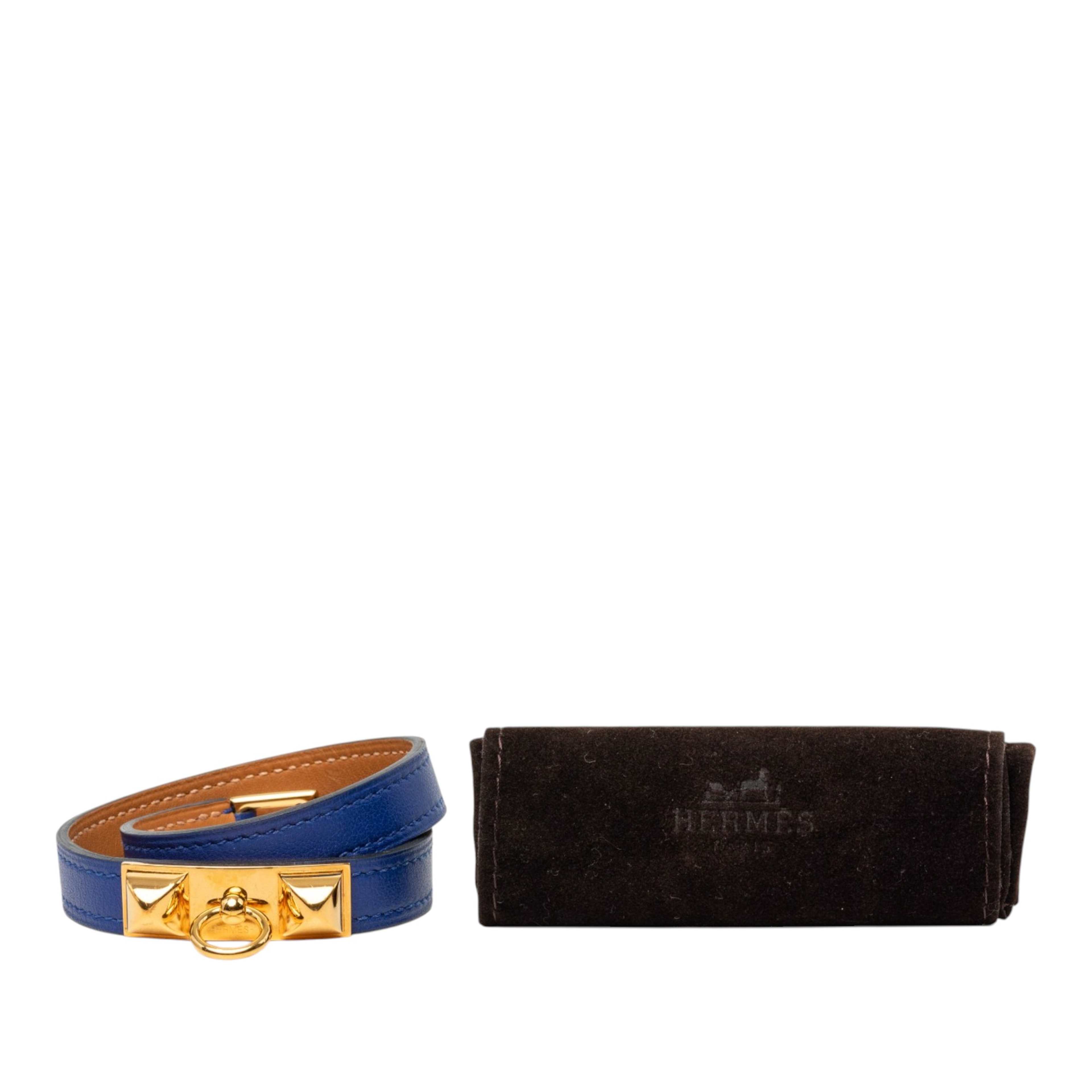 Hermès Swift Rivale Double Tour Bracelet, från Luxclusif, i färgen blå. Klicka för att öppna bilden i stort format