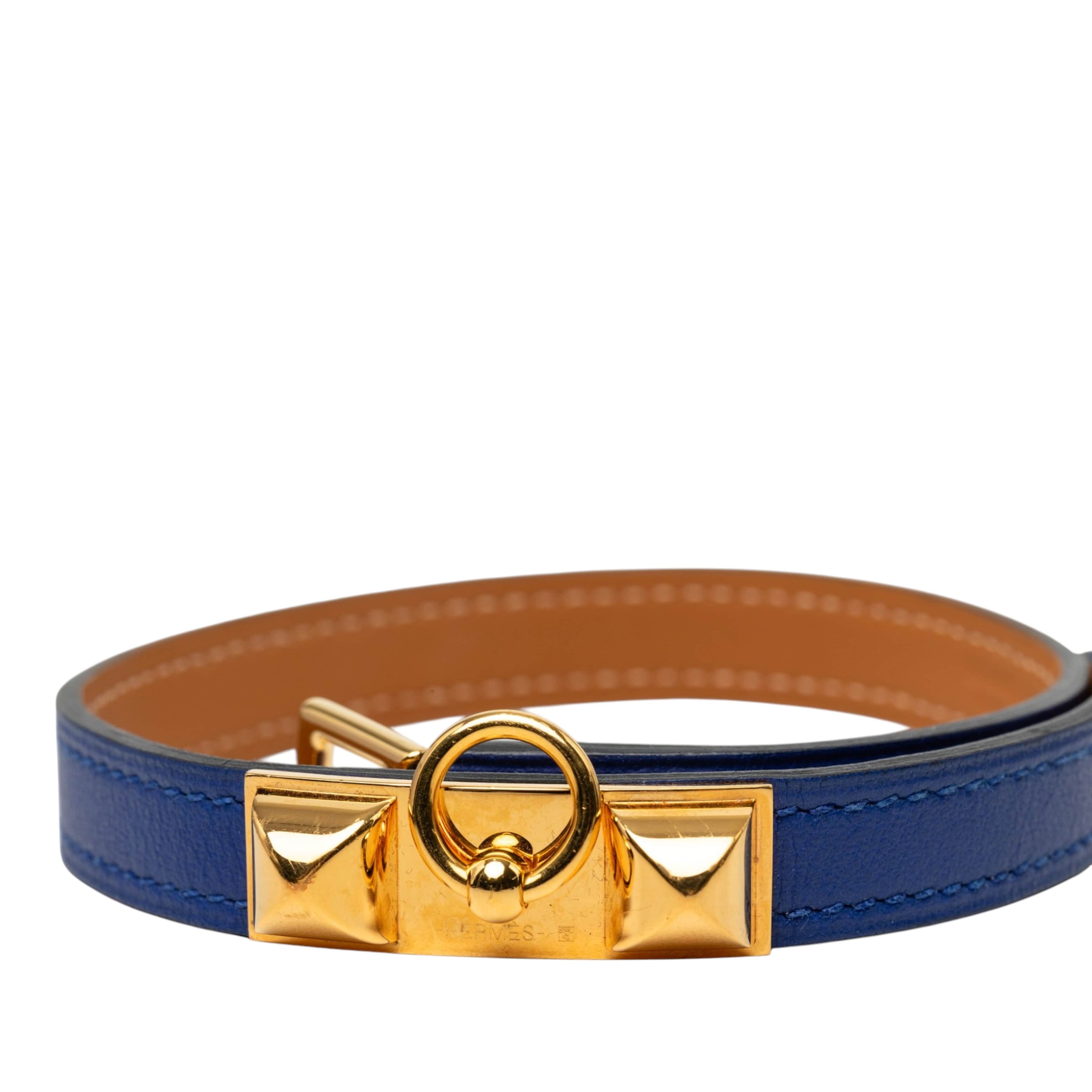 Hermès Swift Rivale Double Tour Bracelet, från Luxclusif, i färgen blå. Klicka för att öppna bilden i stort format