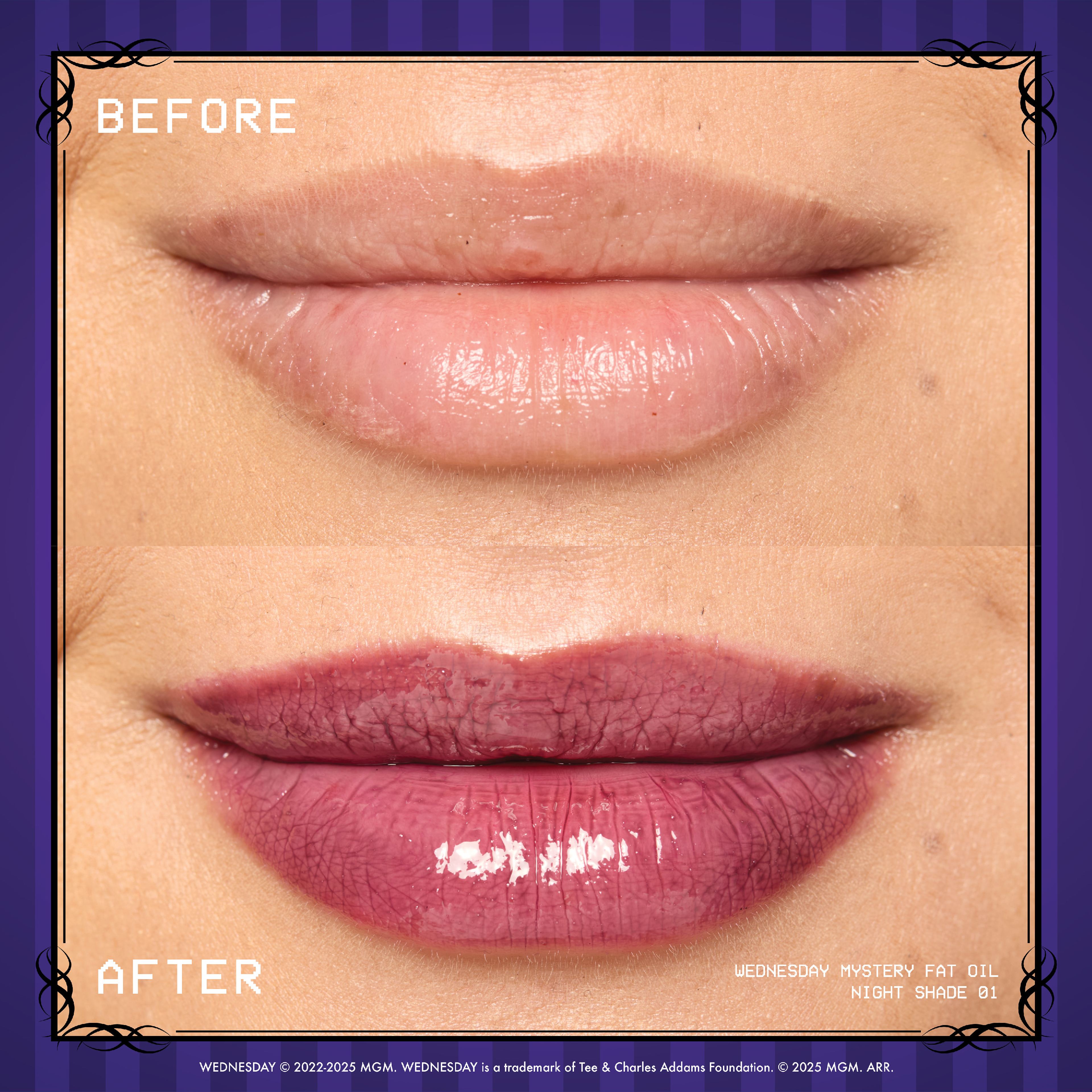 Wednesday Mystery Lip Oil, från NYX Professional Makeup, i färgen Nightshade.