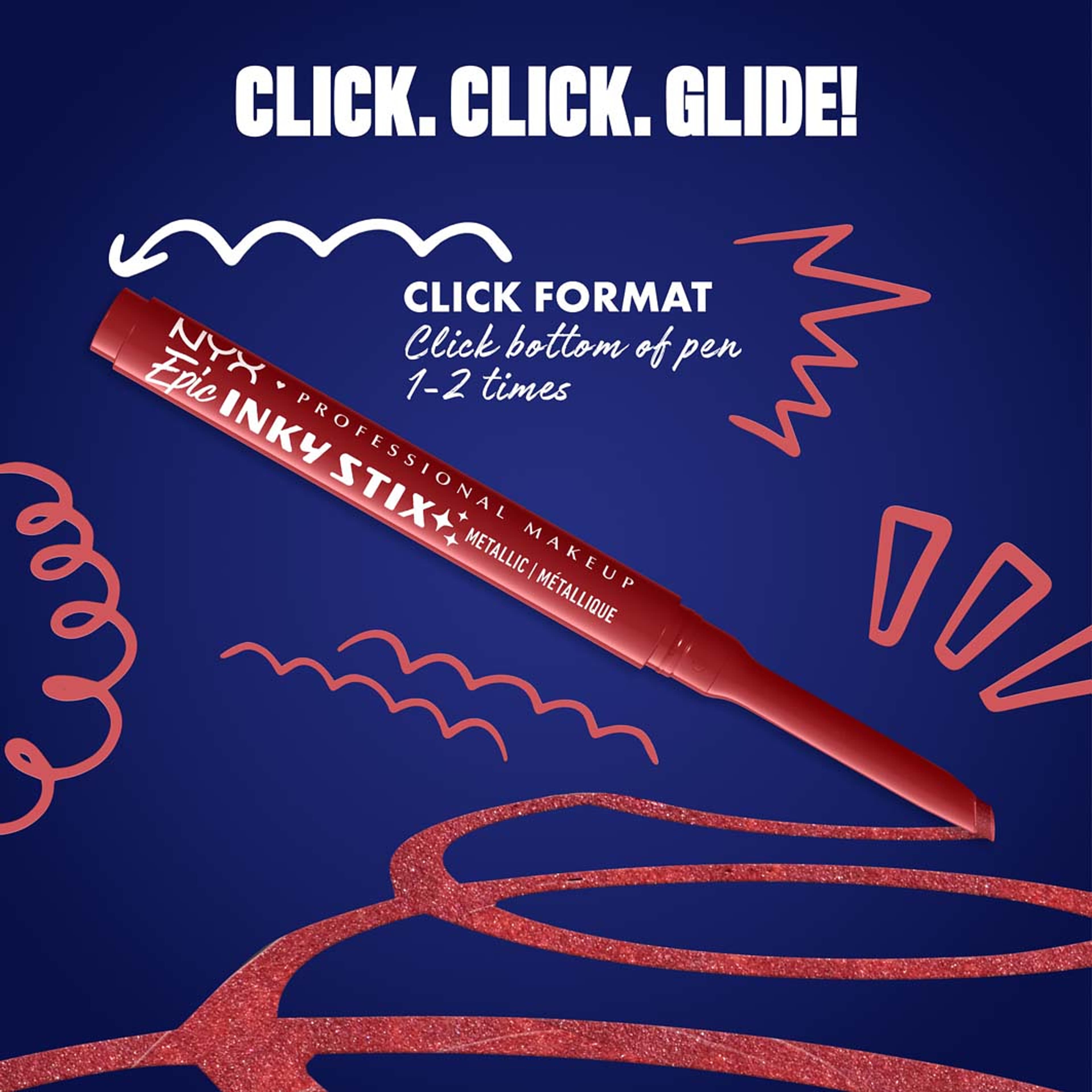 Epic Inky Stix, från NYX Professional Makeup, i färgen Robotic Red. Klicka för att öppna bilden i stort format