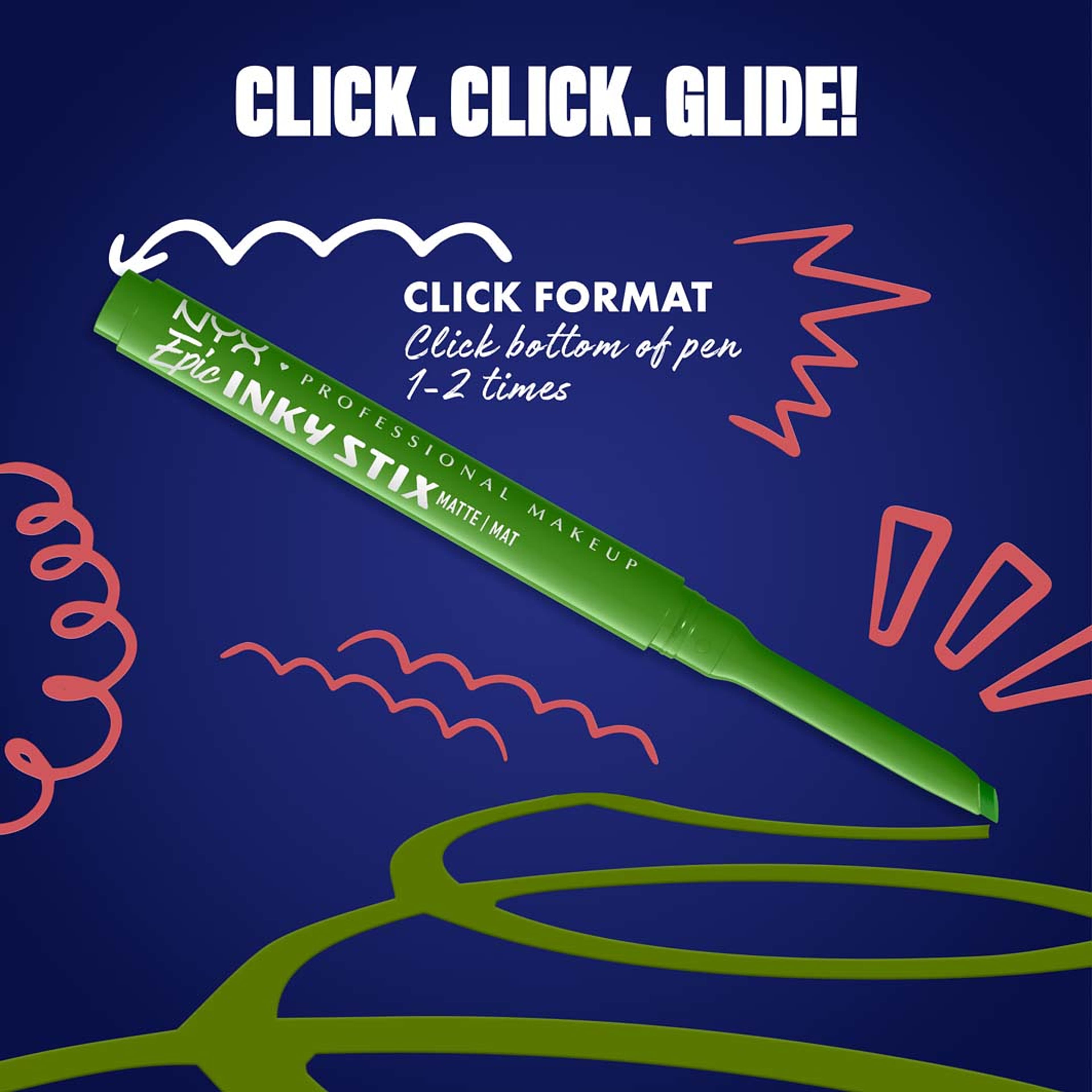 Epic Inky Stix, från NYX Professional Makeup, i färgen On-lime. Klicka för att öppna bilden i stort format