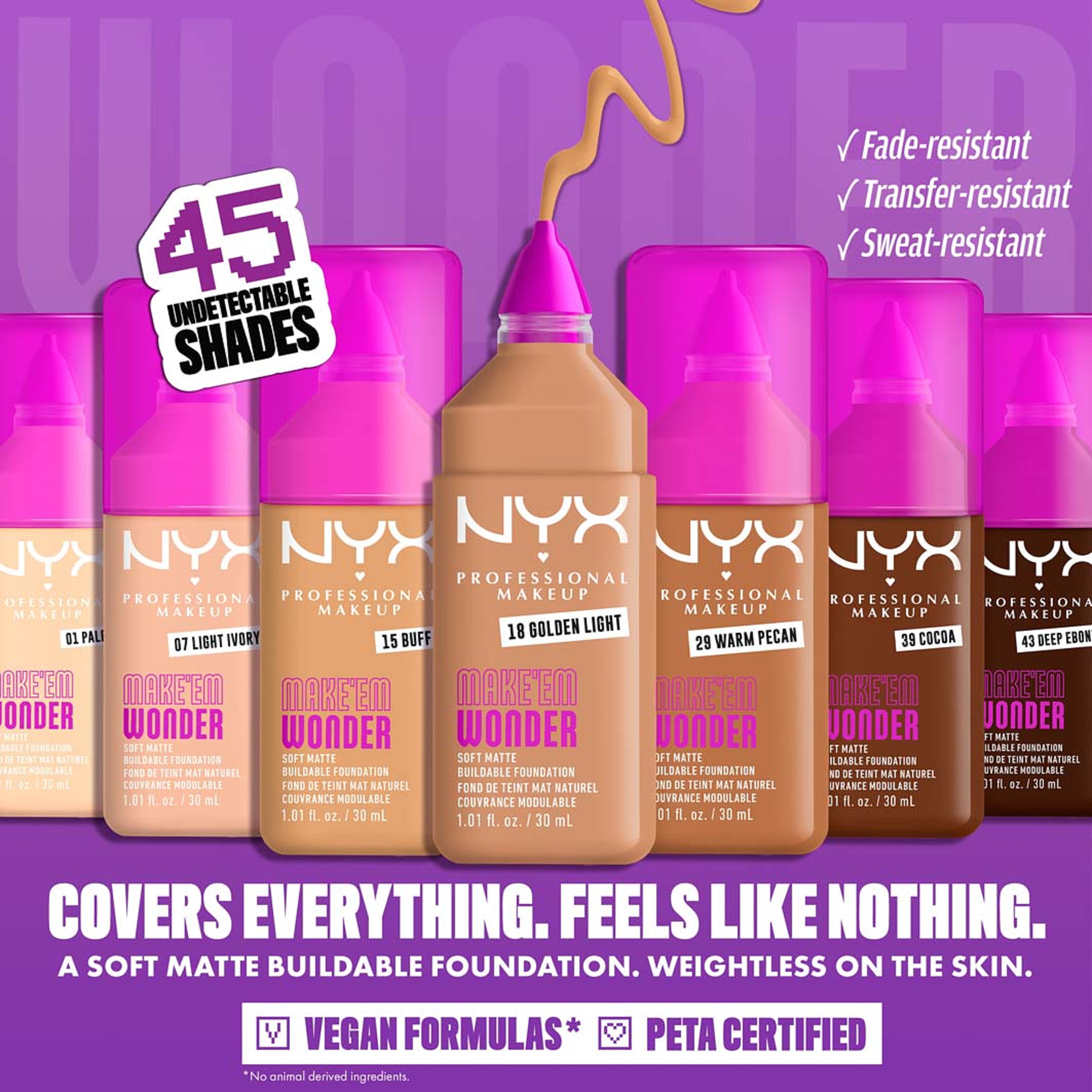 Make'em Wonder foundation, från NYX Professional Makeup, i färgen Natural Beige. Klicka för att öppna bilden i stort format