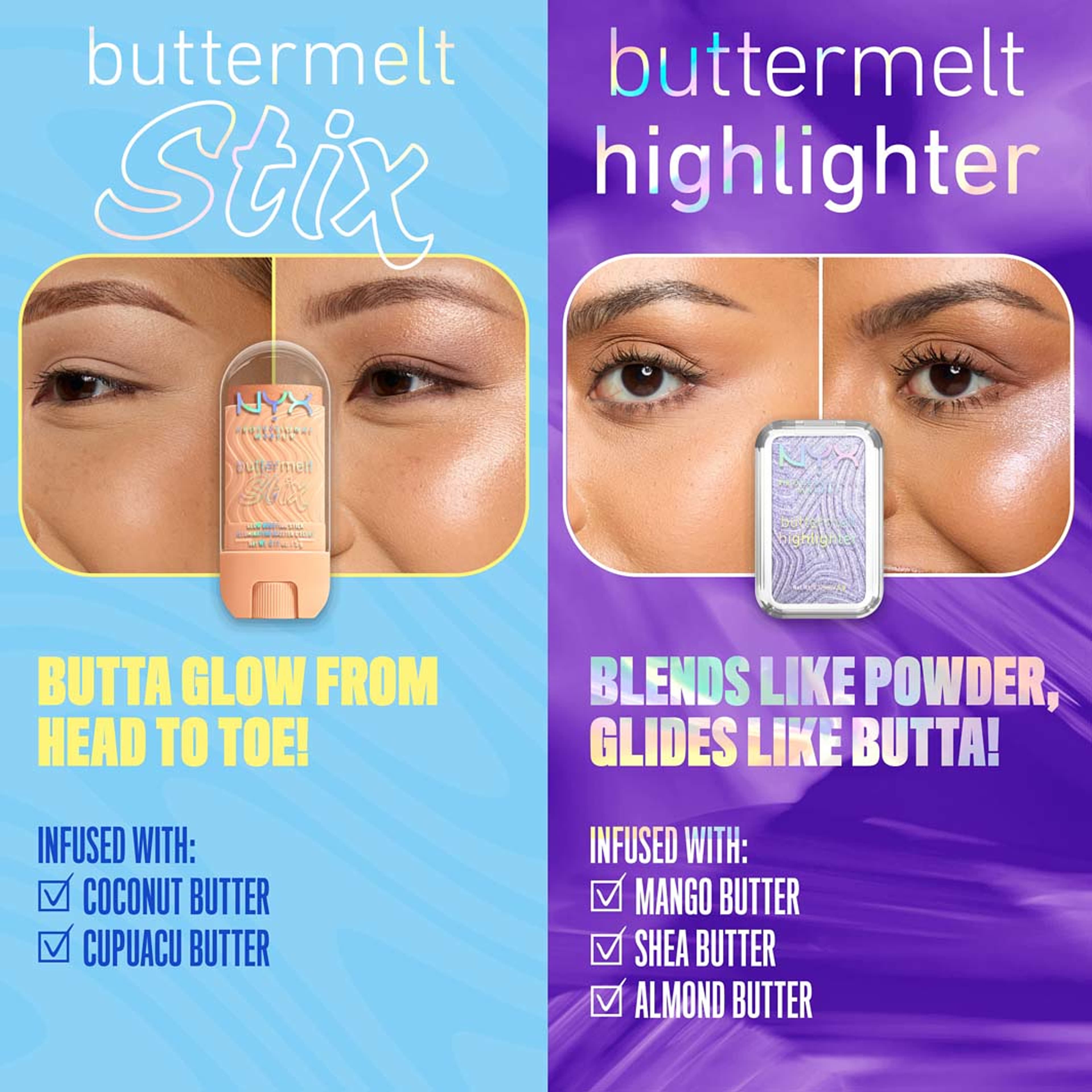 Buttermelt Glow Boosting Highlighter Stix, från NYX Professional Makeup, i färgen Left On Melt. Klicka för att öppna bilden i stort format