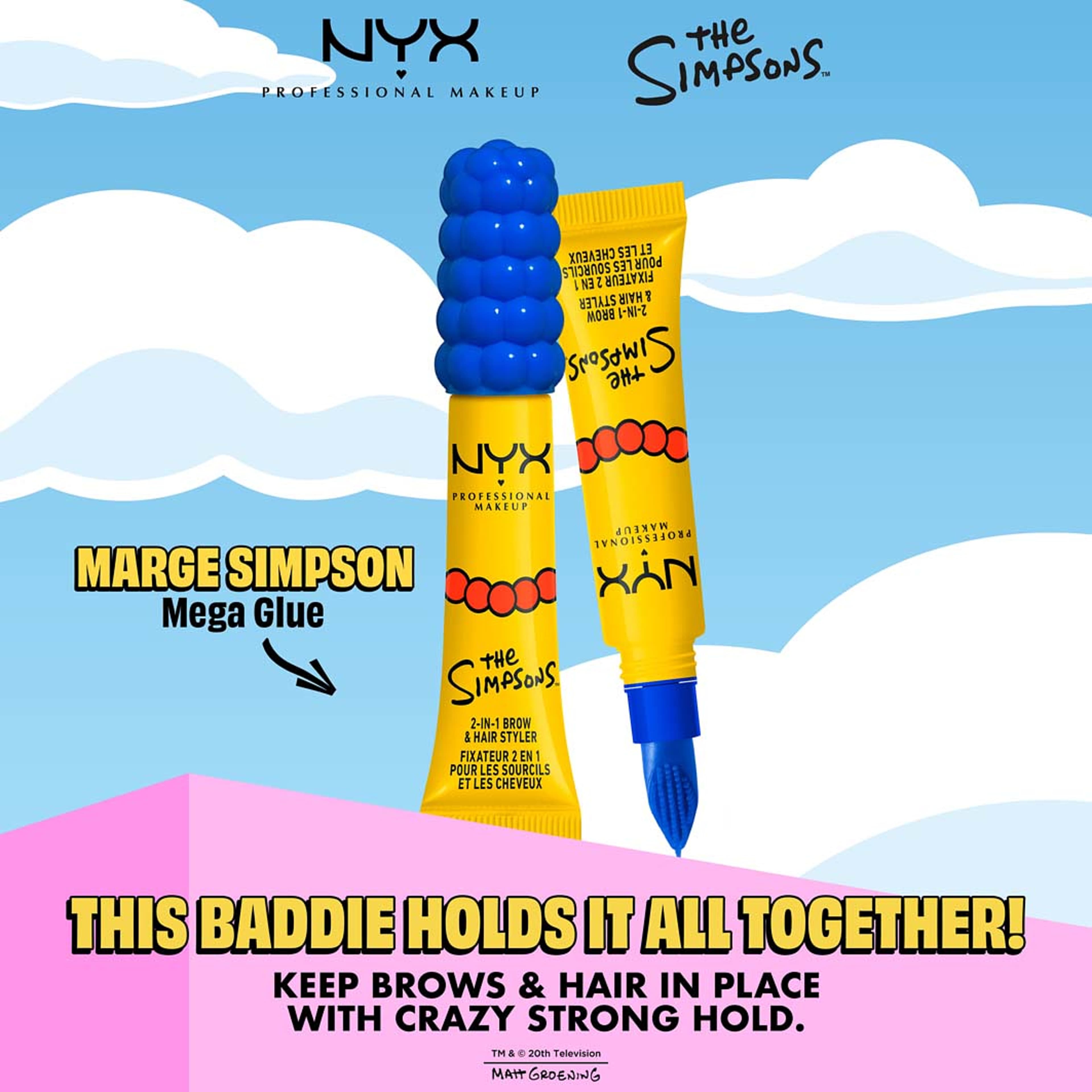 Marge Simpson Mega Glue 2-in-1 Brow & Hair Styler, från NYX Professional Makeup. Klicka för att öppna bilden i stort format