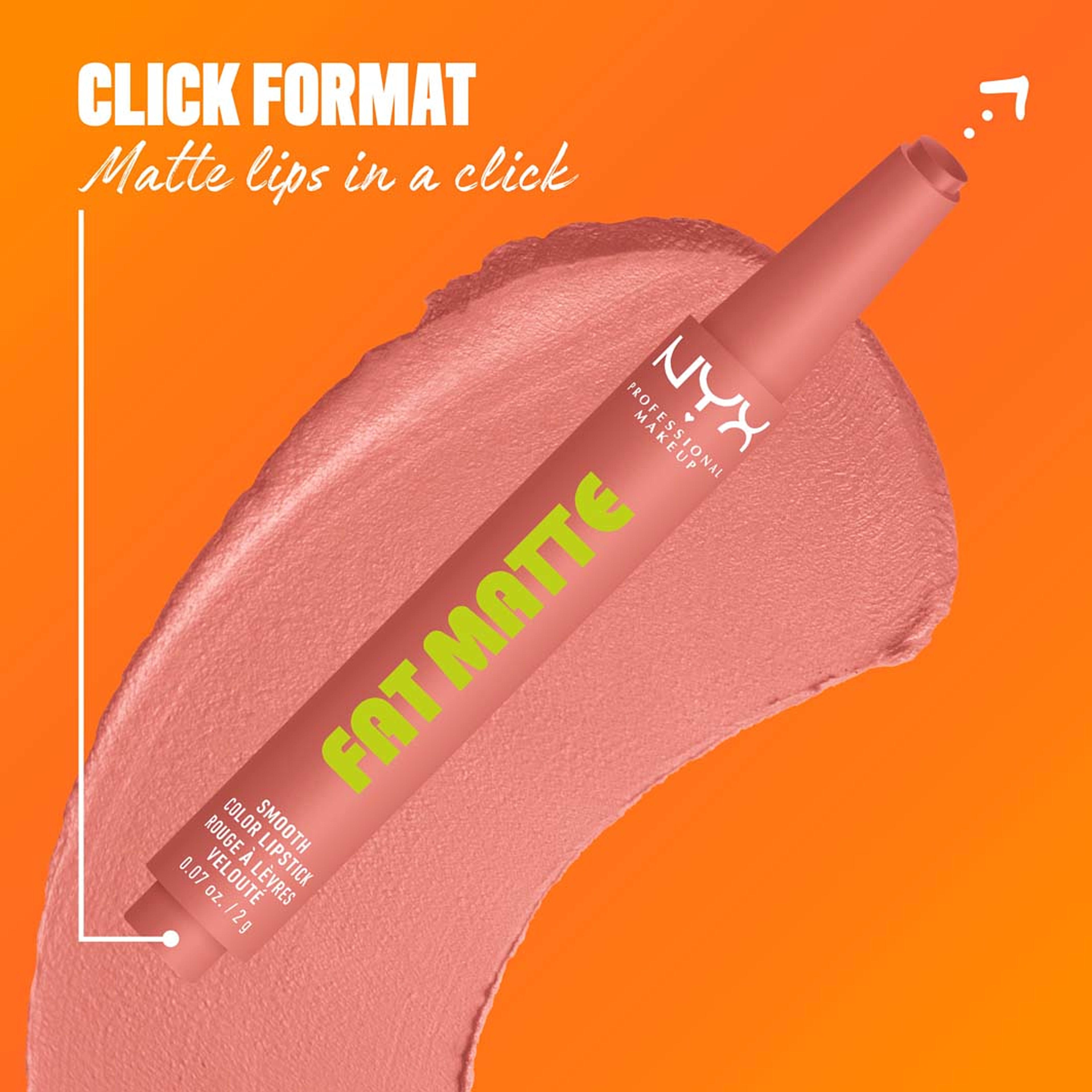 Fat Matte Slick Click Lip balm, från NYX Professional Makeup, i färgen Cashemere Cutie. Klicka för att öppna bilden i stort format
