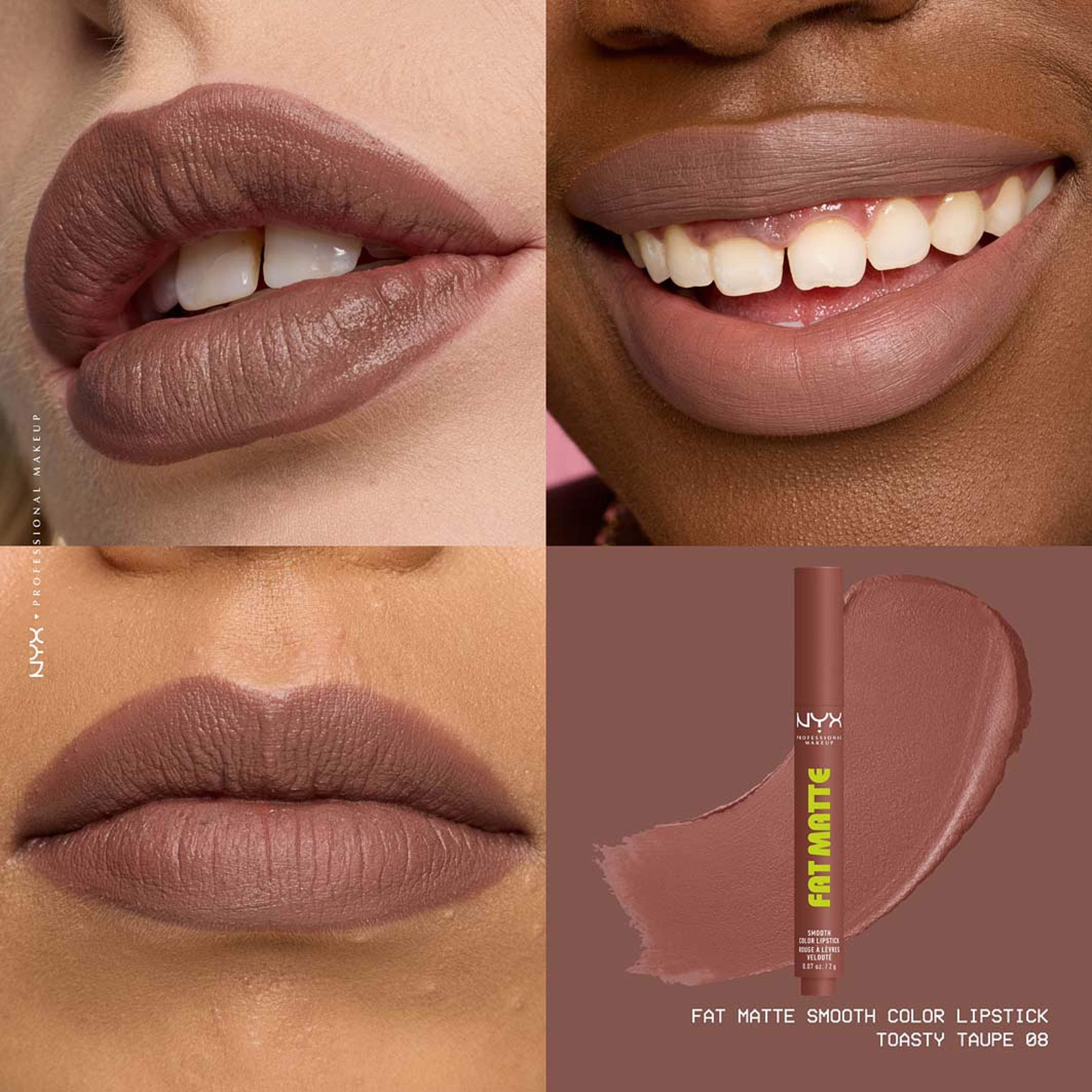 Fat Matte Slick Click Lip balm, från NYX Professional Makeup, i färgen Toasty Taupe. Klicka för att öppna bilden i stort format