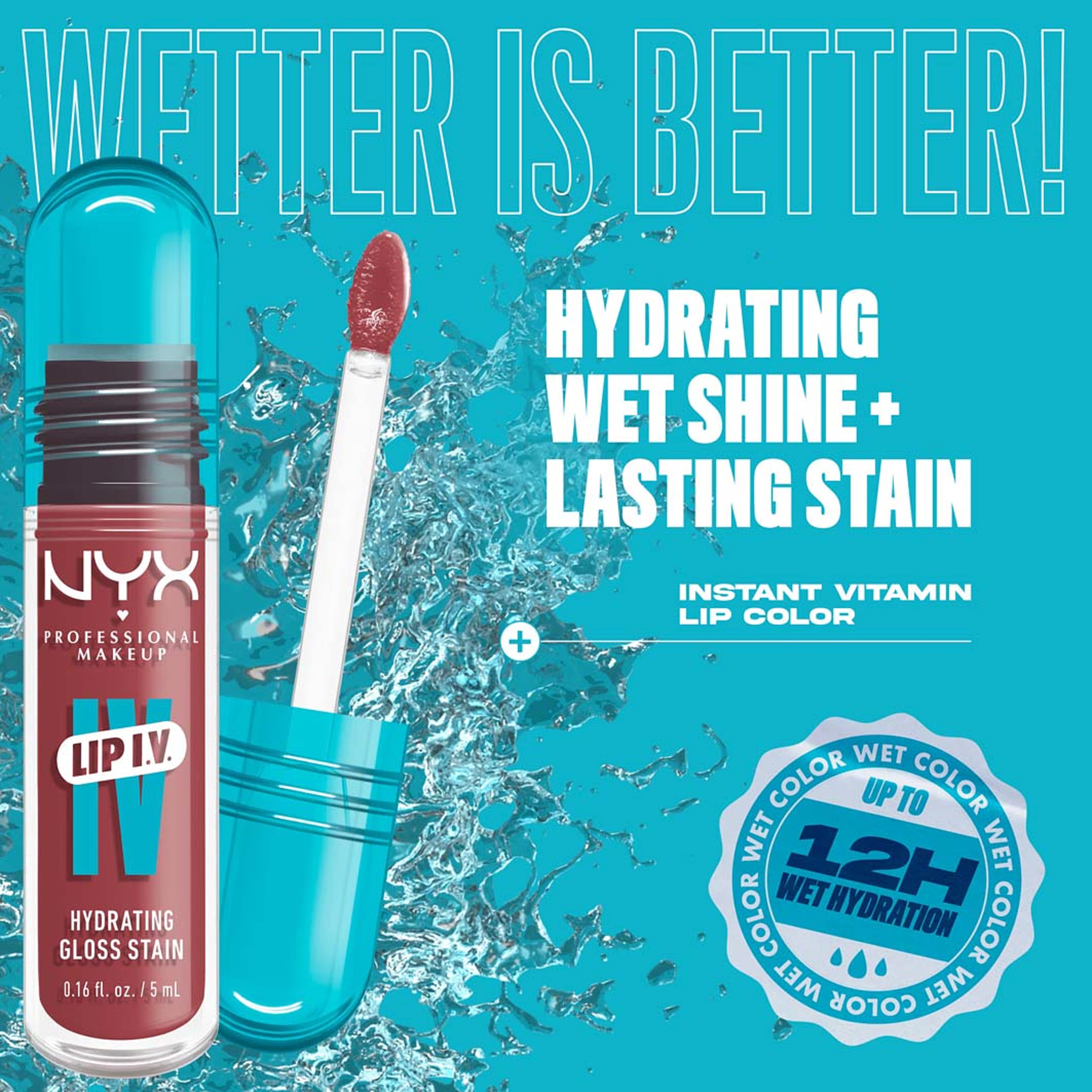 Lip I.V. Hydrating Gloss Stain, från NYX Professional Makeup, i färgen Drippin' Nude. Klicka för att öppna bilden i stort format