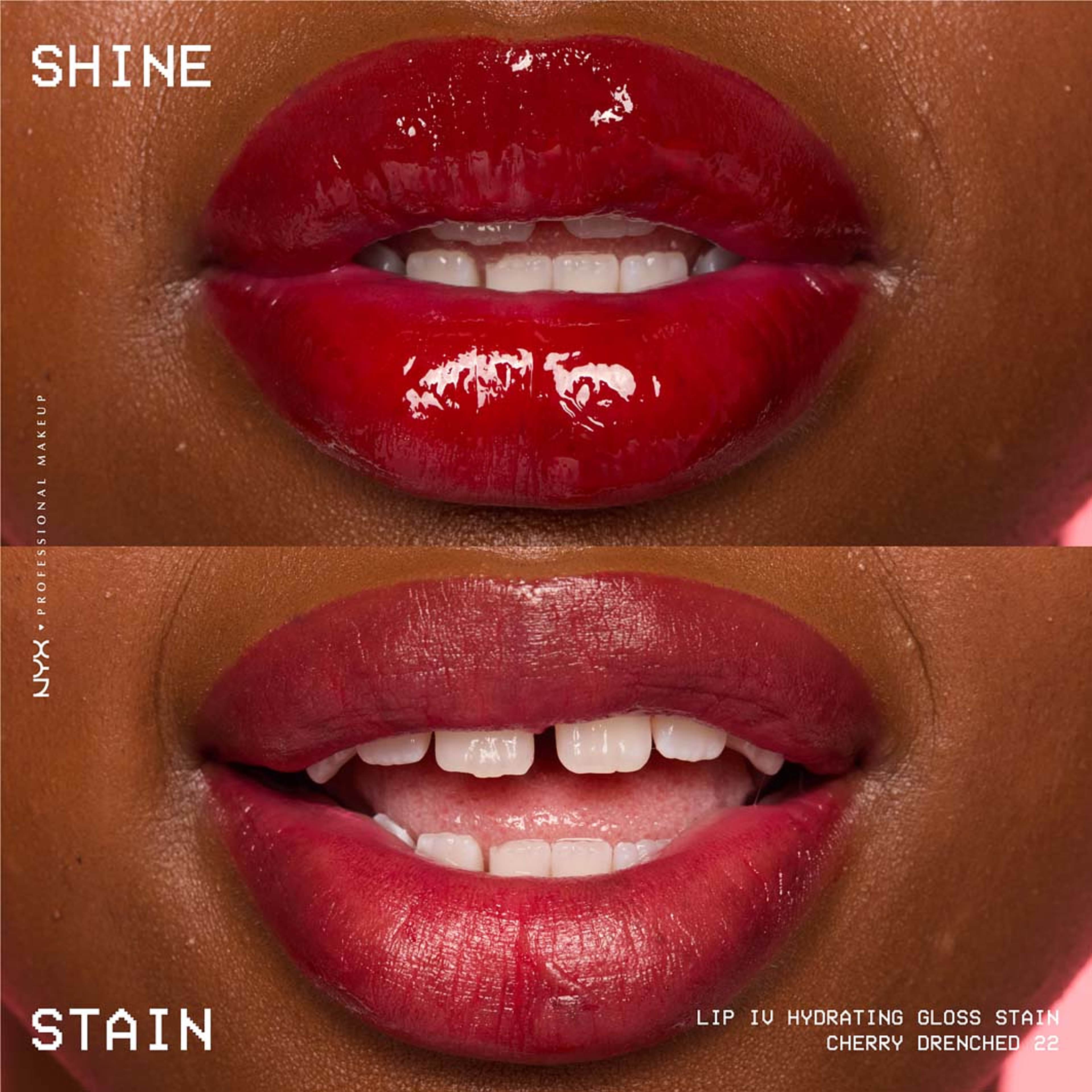 Lip I.V. Hydrating Gloss Stain, från NYX Professional Makeup, i färgen Cherry Drenched. Klicka för att öppna bilden i stort format