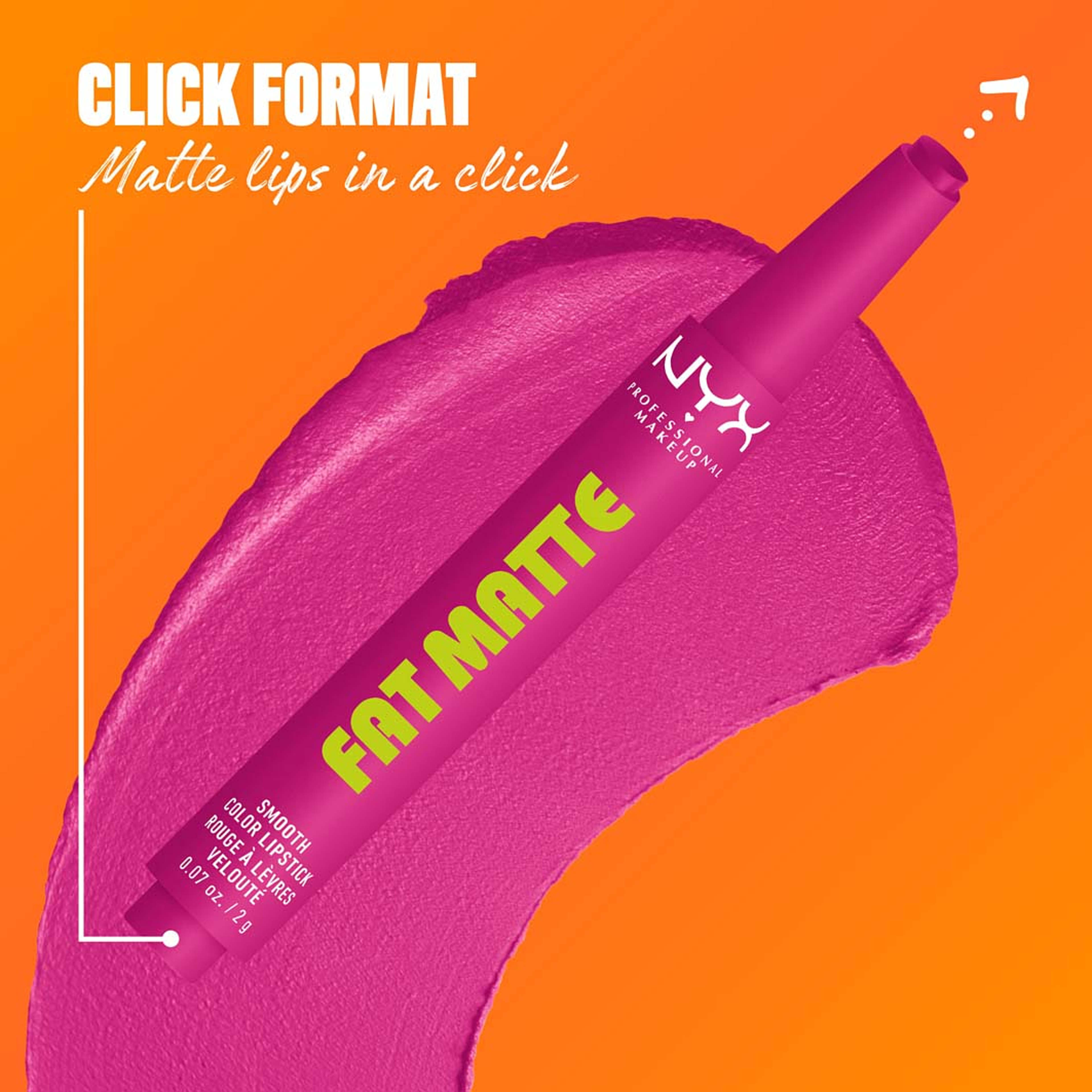 Fat Matte Slick Click Lip balm, från NYX Professional Makeup, i färgen Fluffy Fuchsia. Klicka för att öppna bilden i stort format