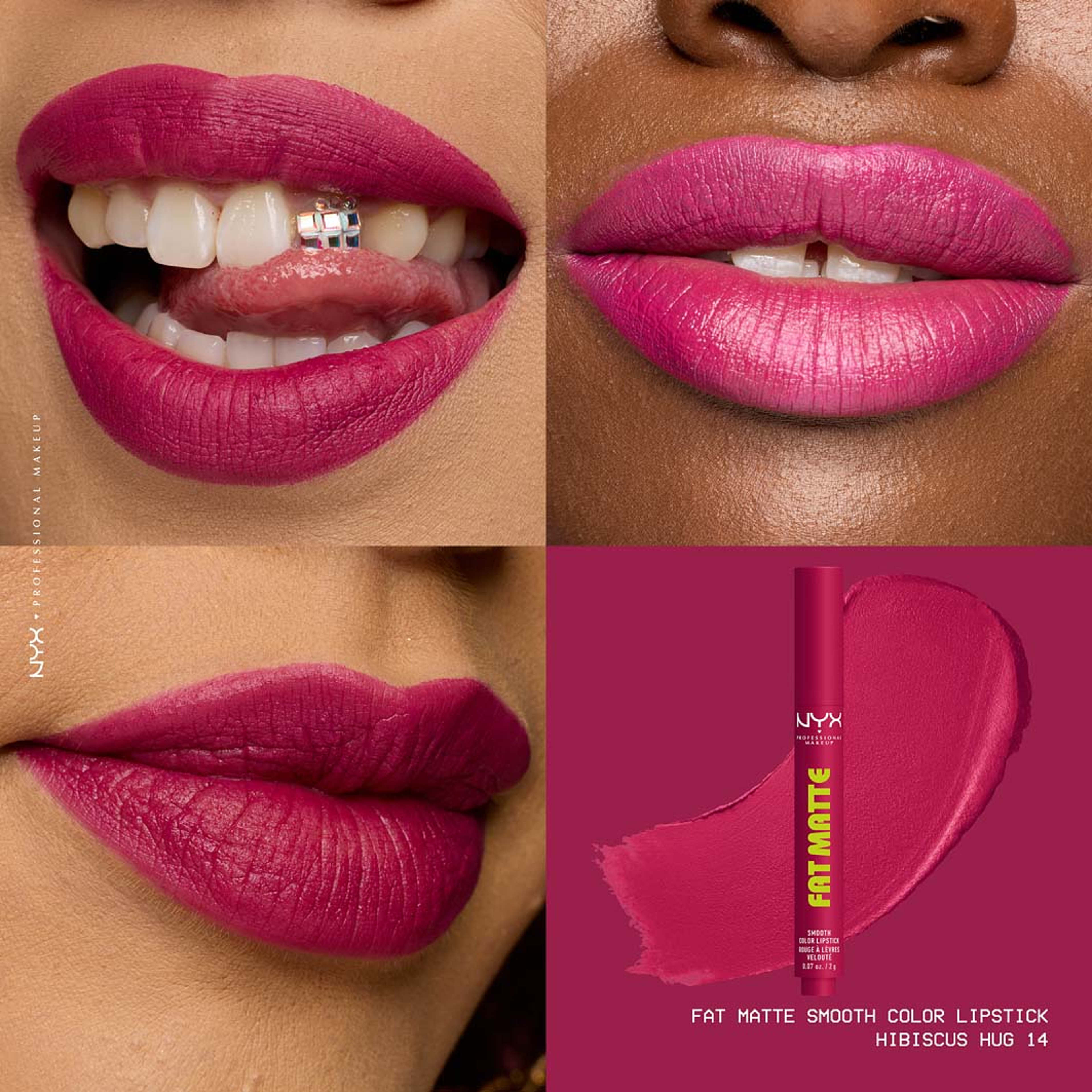Fat Matte Slick Click Lip balm, från NYX Professional Makeup, i färgen Hibiscus Hug. Klicka för att öppna bilden i stort format