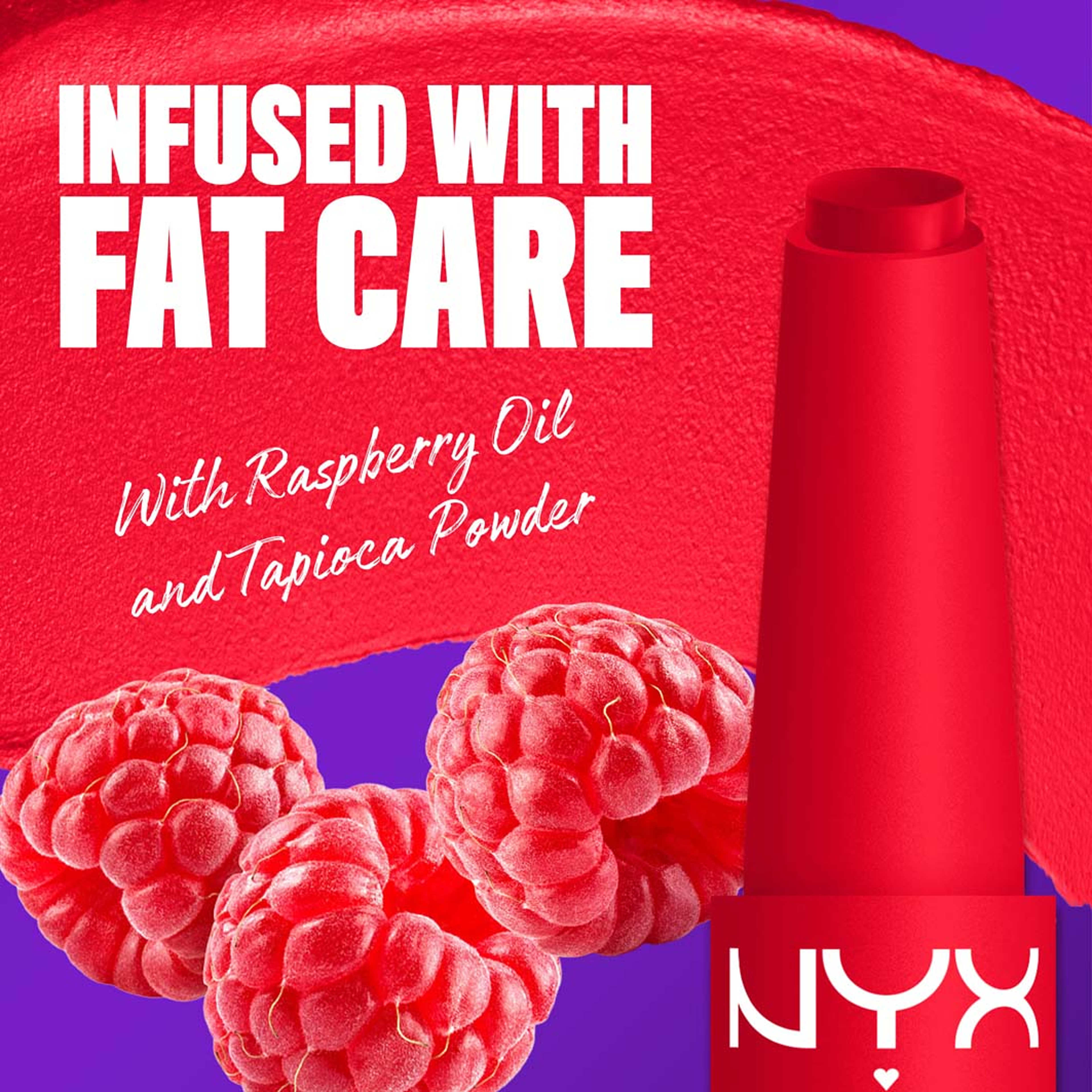 Fat Matte Slick Click Lip balm, från NYX Professional Makeup, i färgen Fuzzy Flame. Klicka för att öppna bilden i stort format