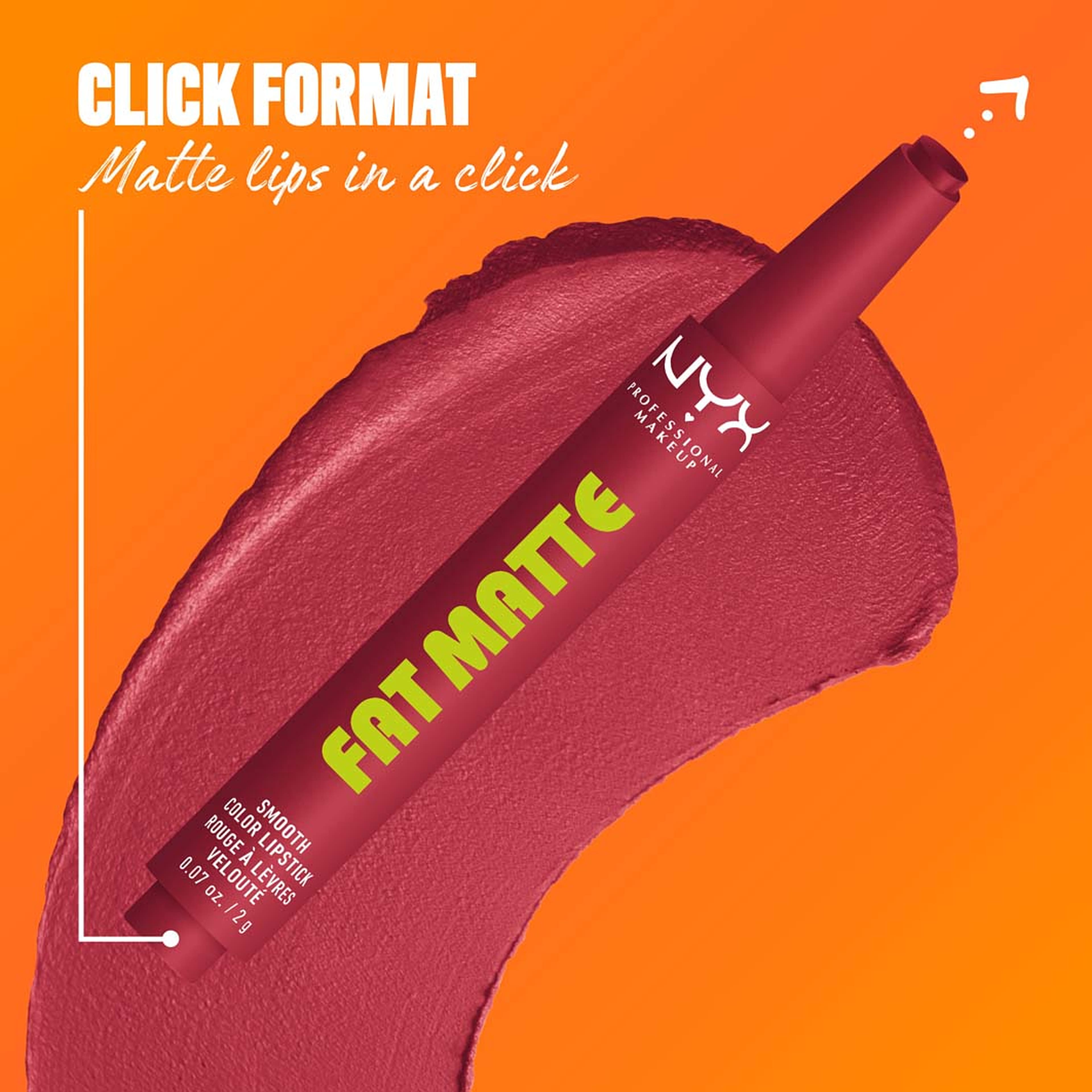 Fat Matte Slick Click Lip balm, från NYX Professional Makeup, i färgen Plushin' Plum. Klicka för att öppna bilden i stort format