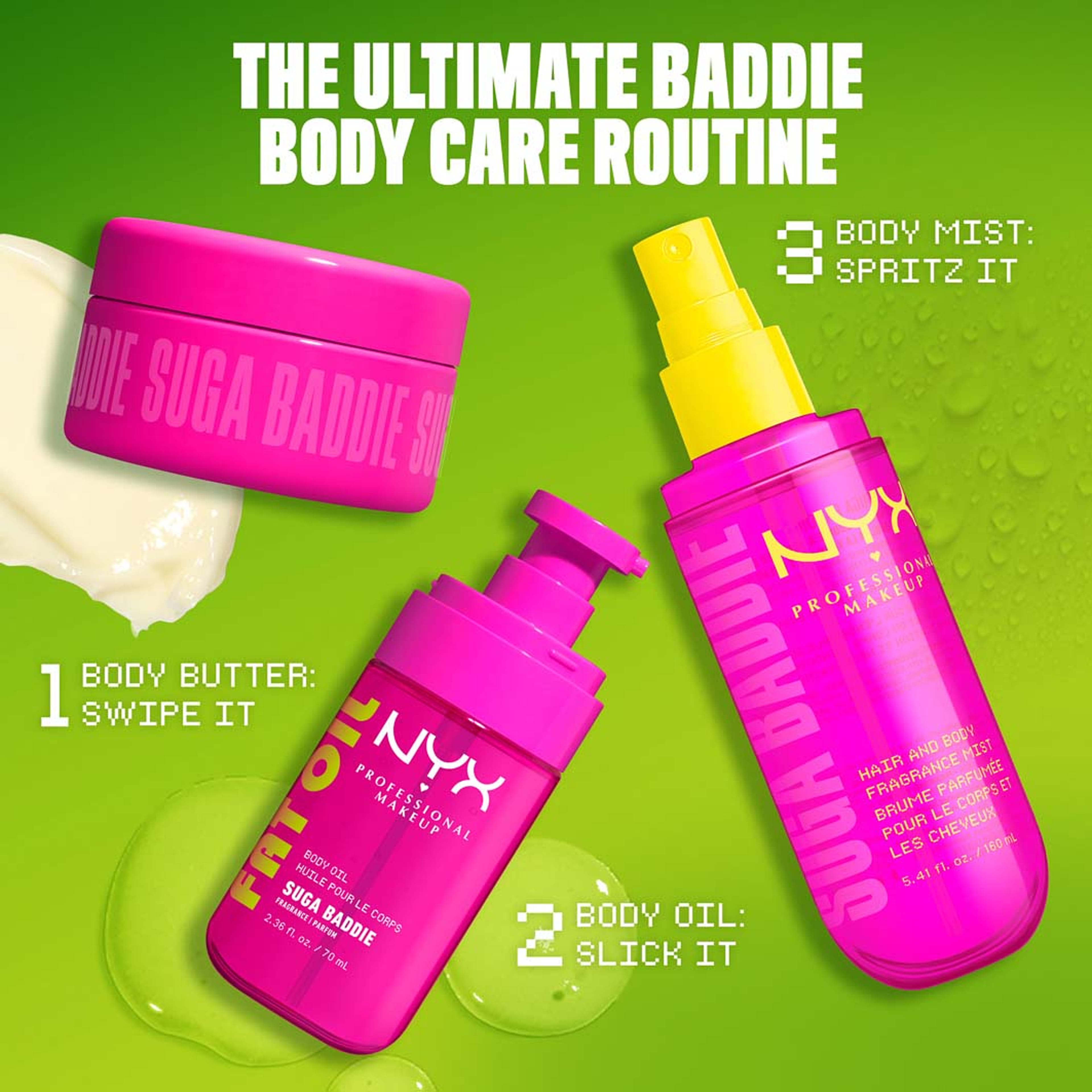 Fat Oil Body Fragrance Mist Suga Baddie, från NYX Professional Makeup. Klicka för att öppna bilden i stort format