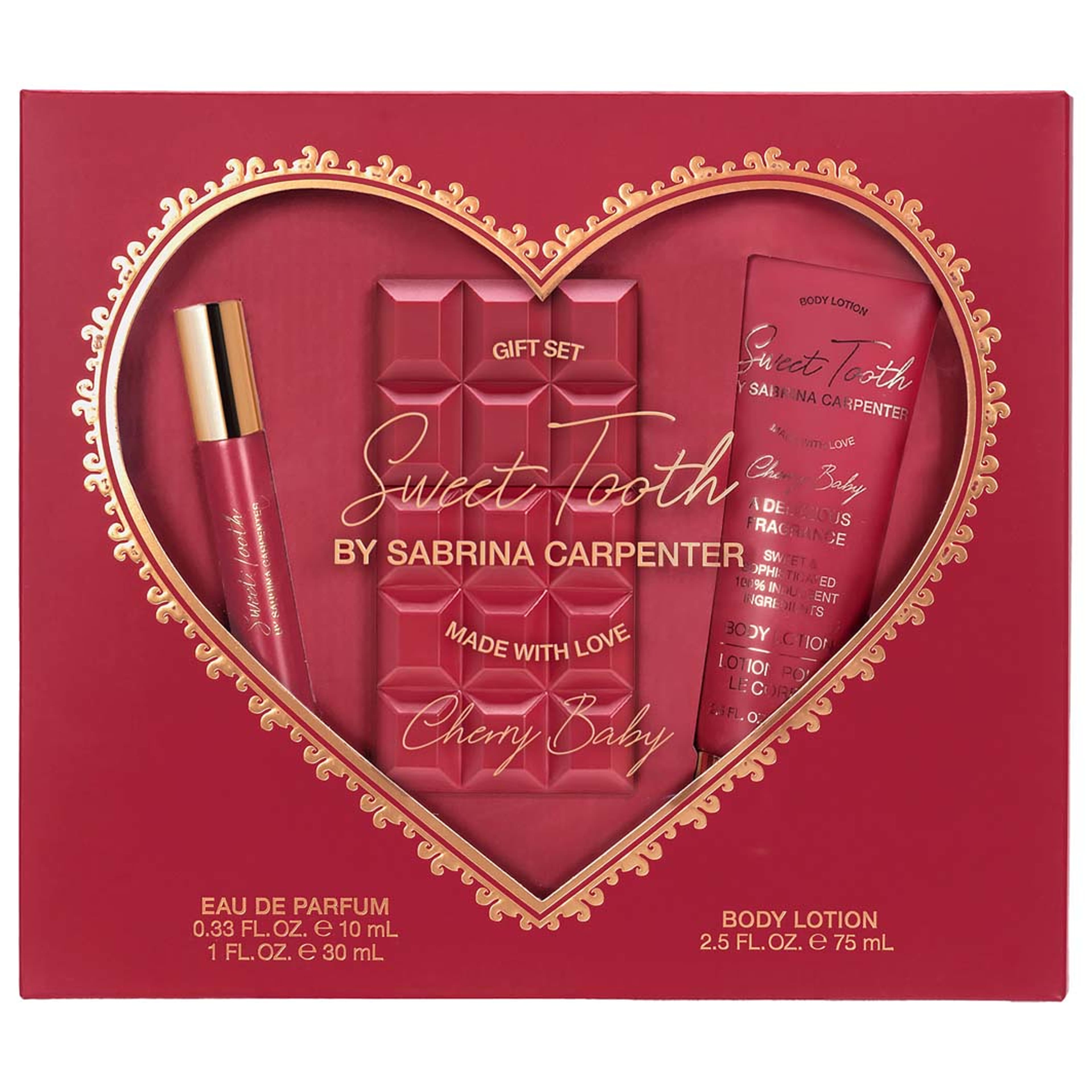Gift Set Cherry Baby EdP, från Sabrina Carpenter. Klicka för att öppna bilden i stort format