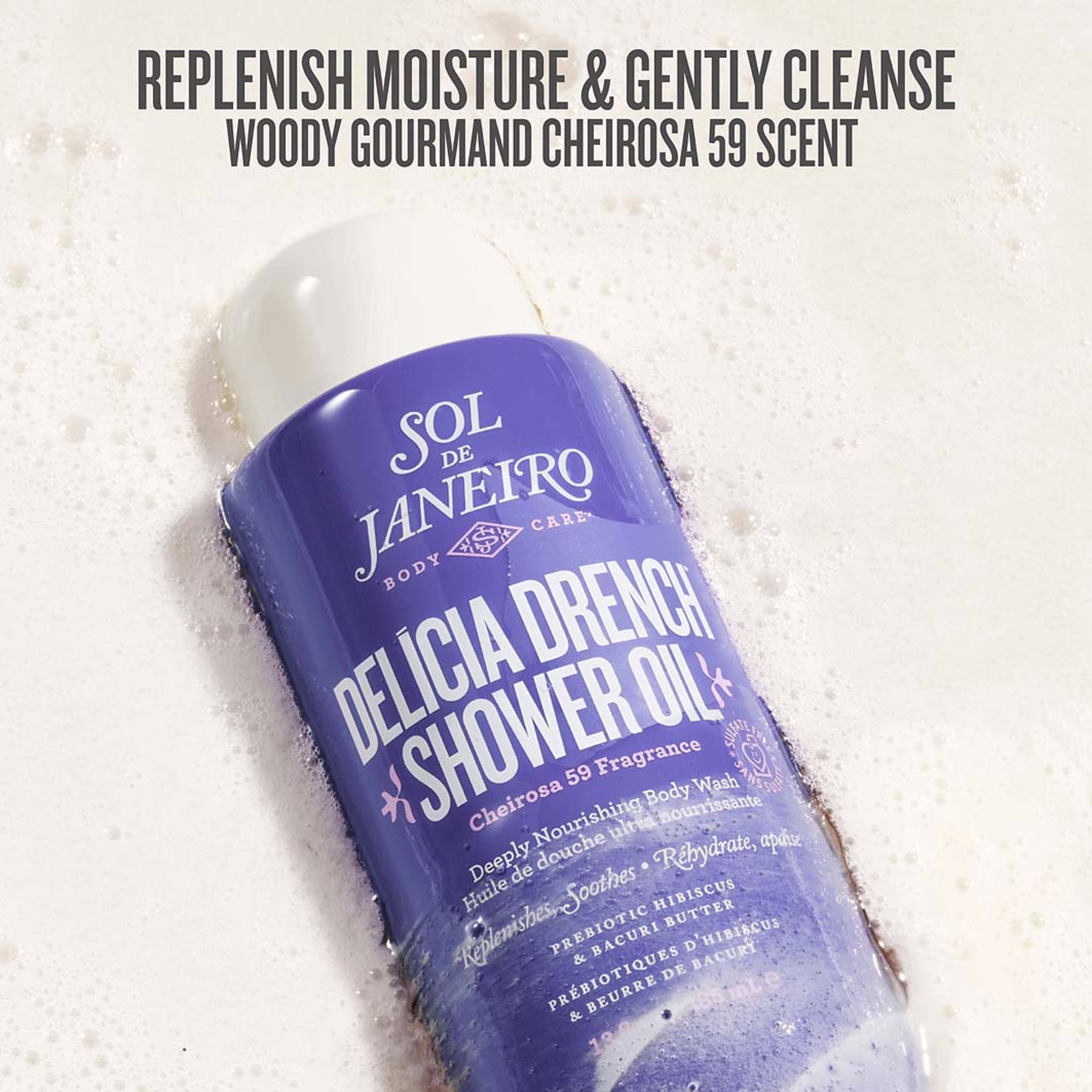 Delicia Drench Shower Oil, från Sol de Janeiro. Klicka för att öppna bilden i stort format