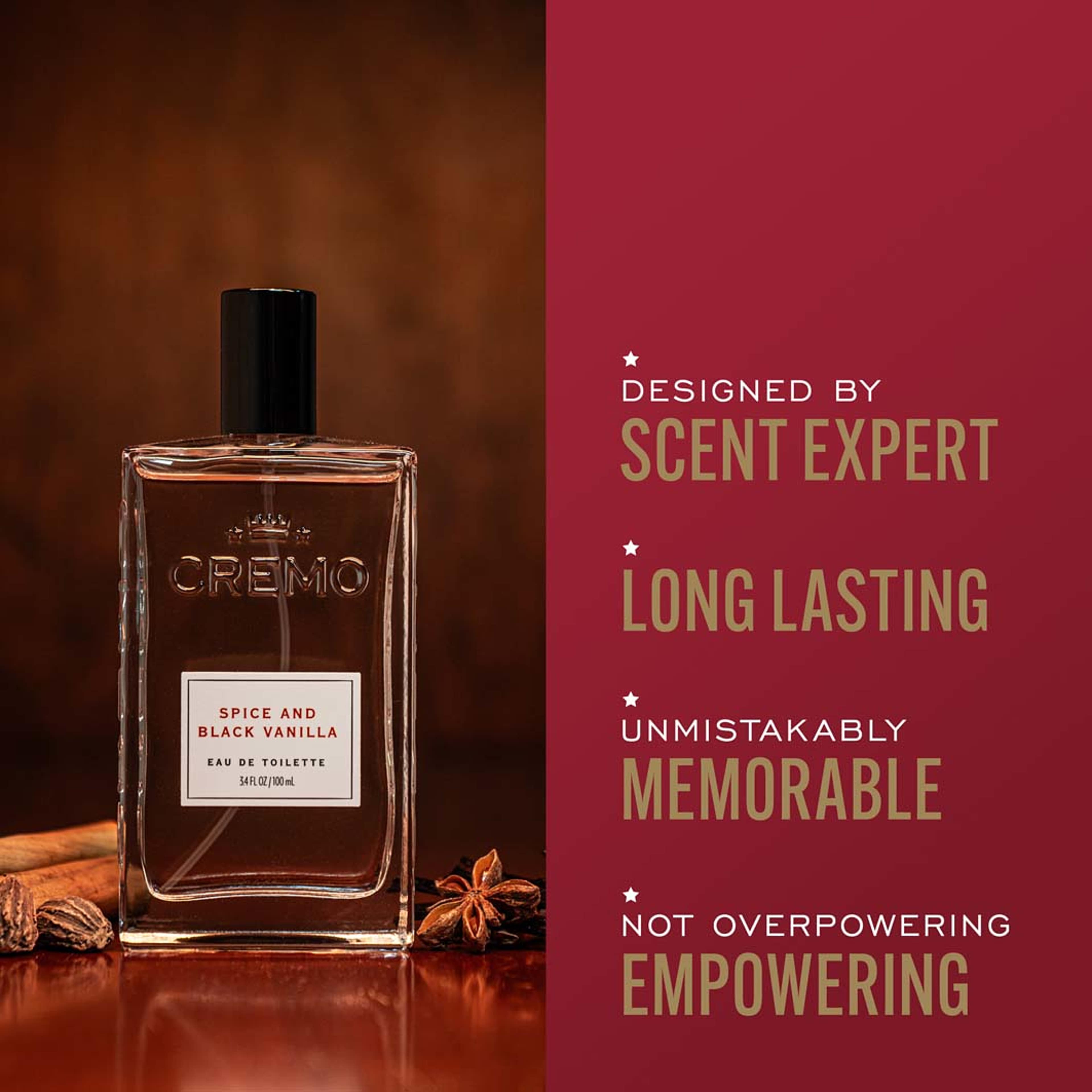 Spice & Black Vanilla Eau de Toilette, från Cremo. Klicka för att öppna bilden i stort format