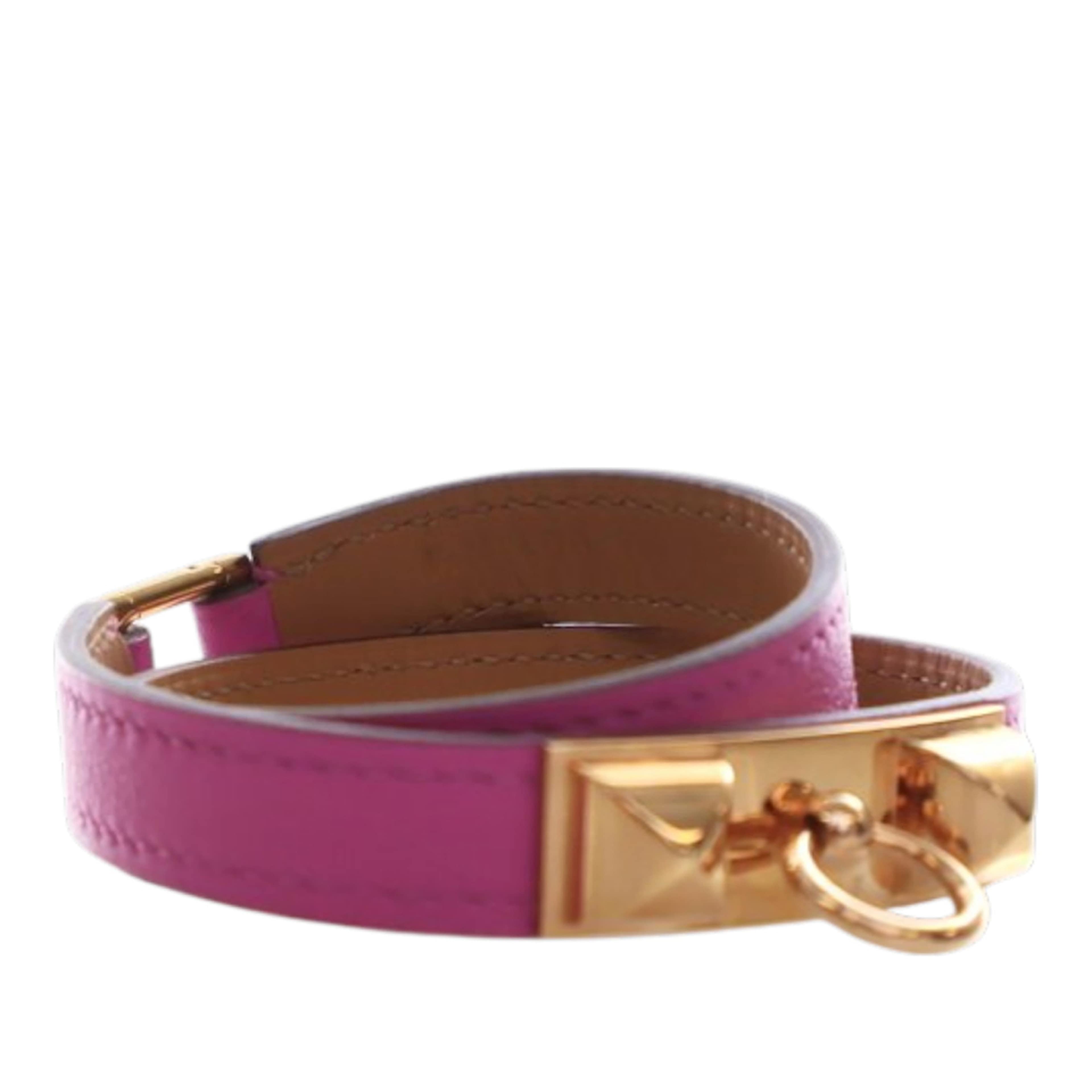 Hermès Swift Rivale Double Tour Bracelet T3, från Luxclusif, i färgen pink. Klicka för att öppna bilden i stort format