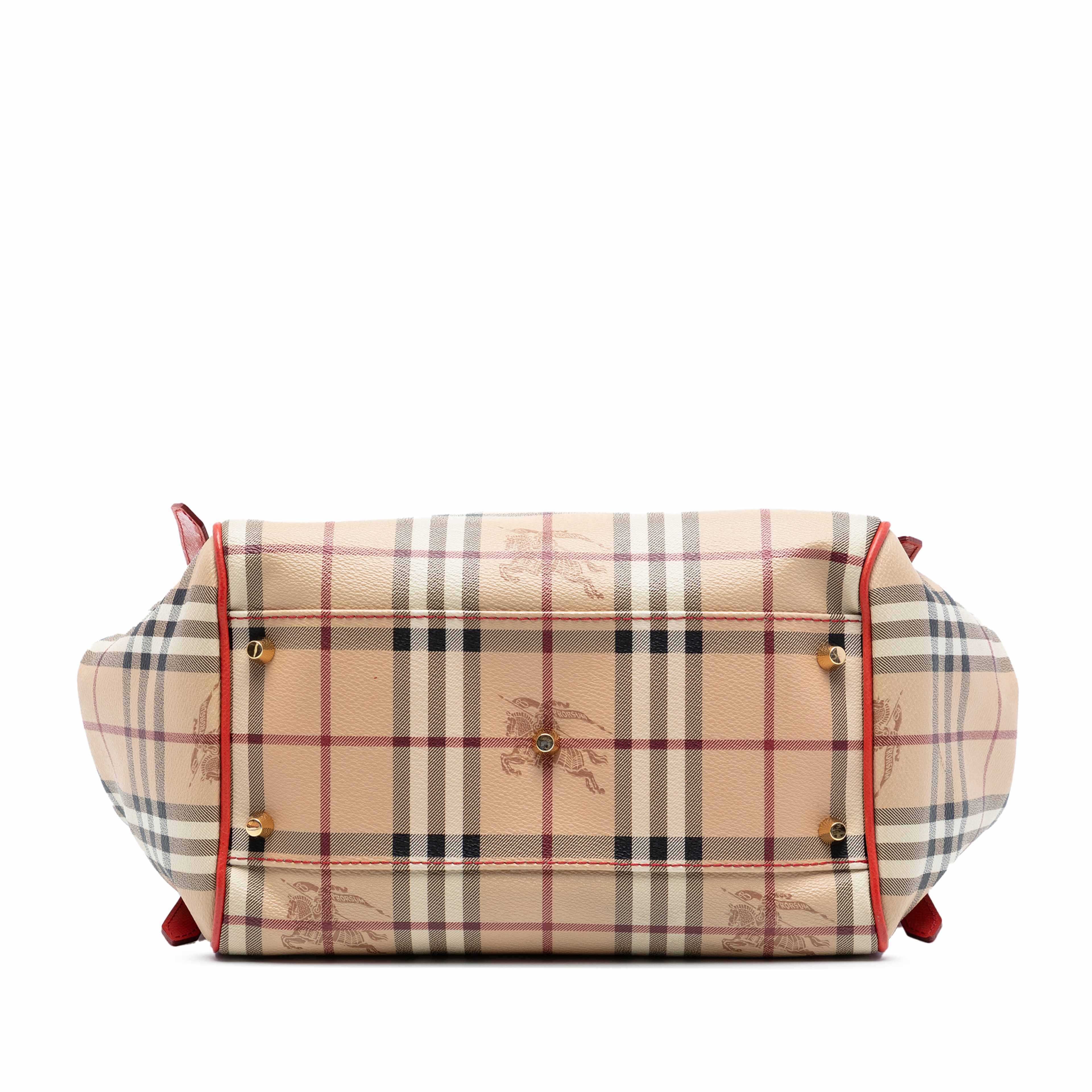 Burberry Small Haymarket Check Coated Canvas Canterbury Tote, från Luxclusif, i färgen orange. Klicka för att öppna bilden i stort format