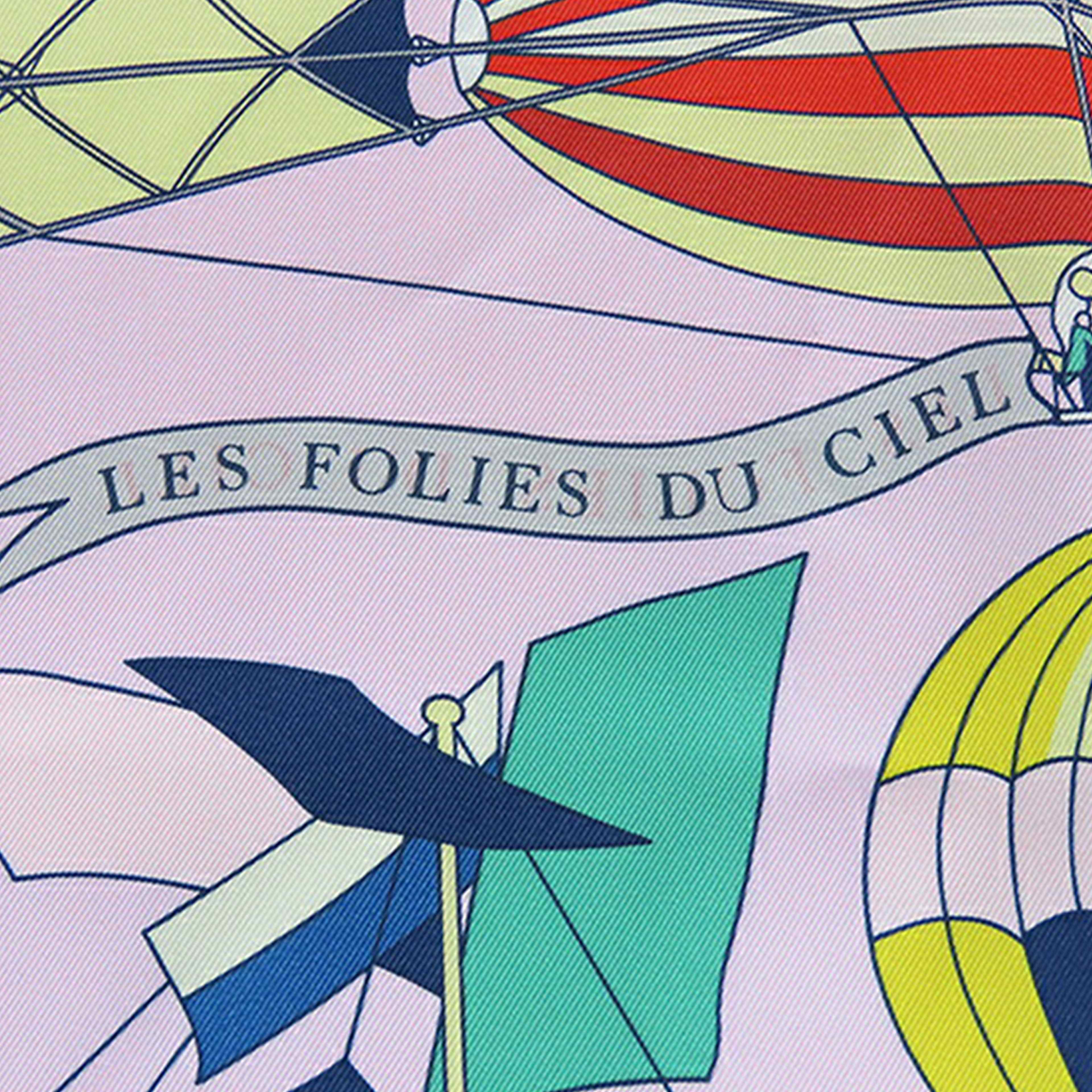 Hermès Les Folies Du Ciel Double Face Silk Scarf 90, från Luxclusif, i färgen light purple. Klicka för att öppna bilden i stort format