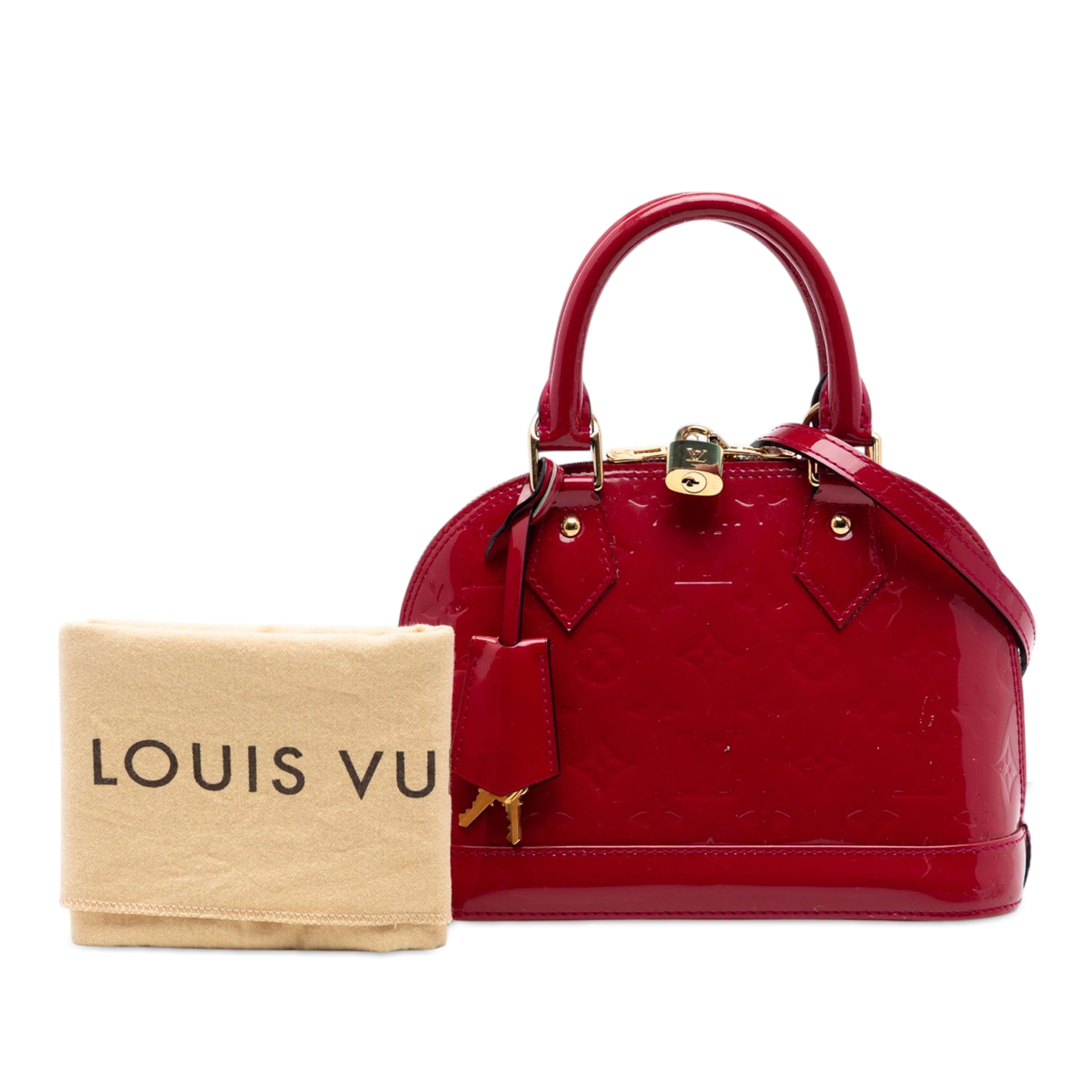 Louis Vuitton Monogram Vernis Alma Bb, från Luxclusif, i färgen röd. Klicka för att öppna bilden i stort format