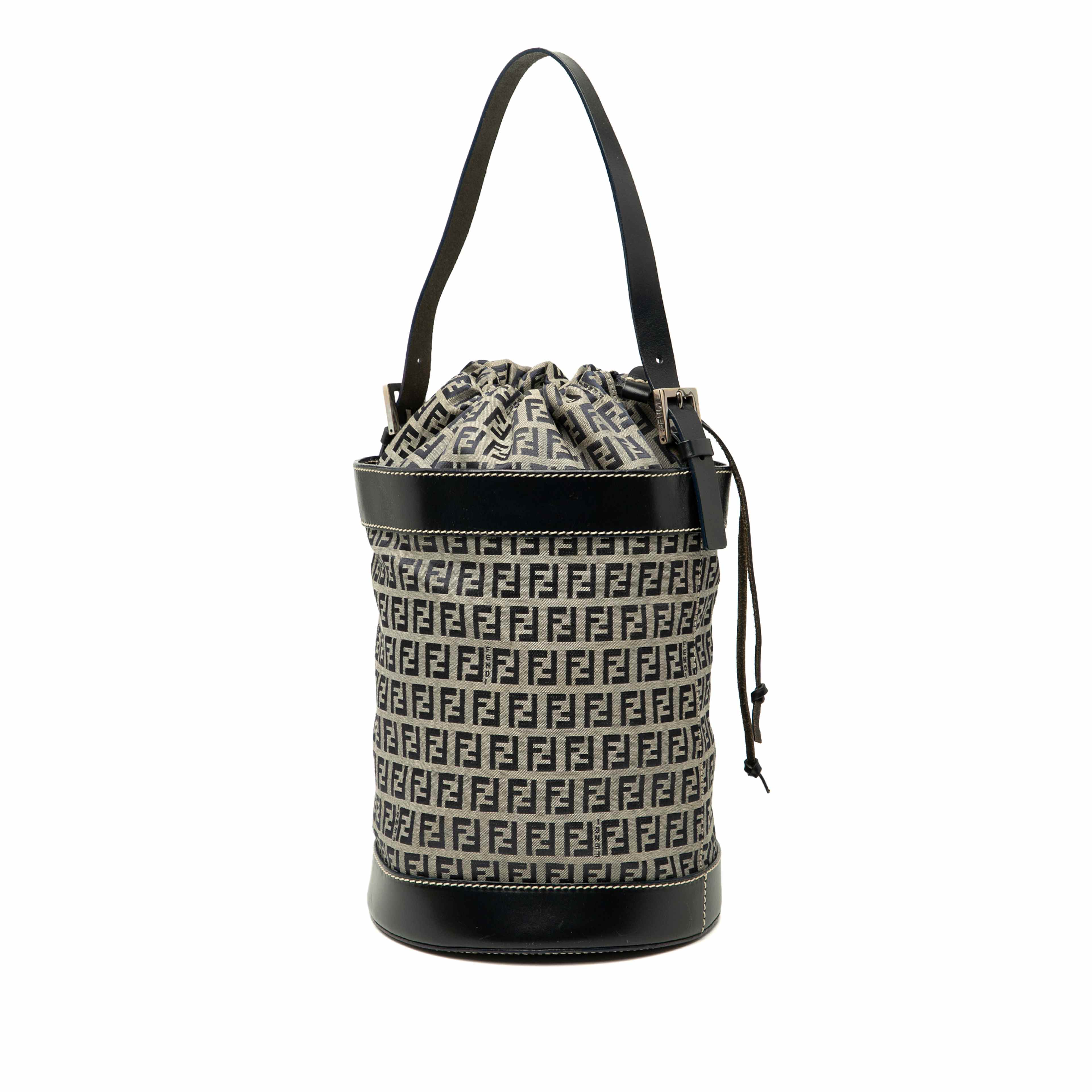 Fendi Zucchino Canvas Bucket Bag, från Luxclusif, i färgen gray. Klicka för att öppna bilden i stort format